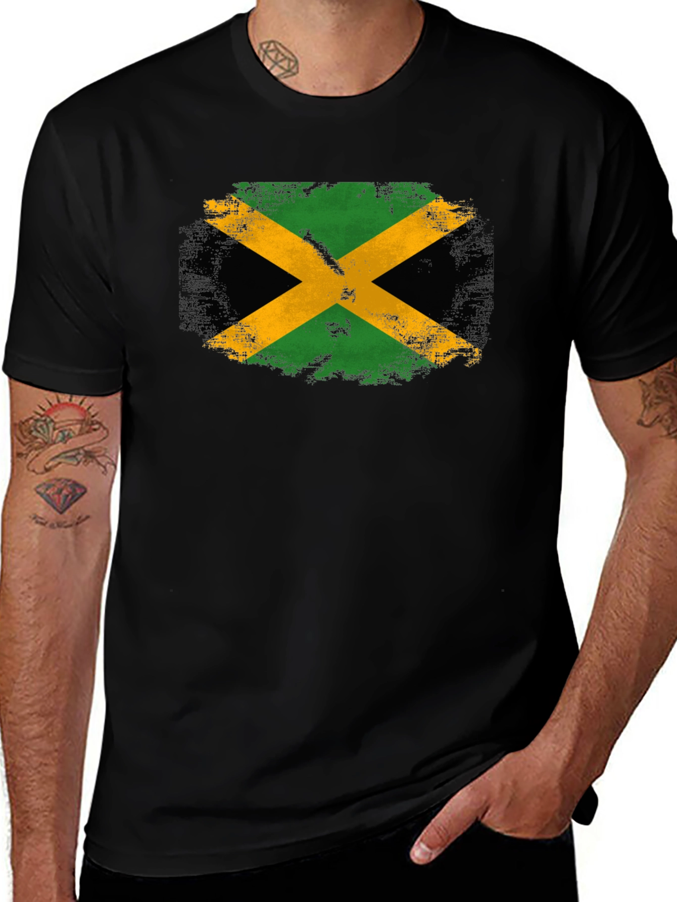 Jamaica Flag T-Shirt - Black Cotton Tee