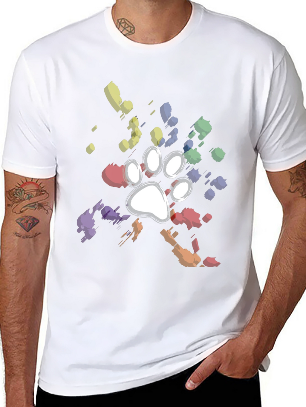 Paw Print Splatter T-Shirt - Unique Dog Lover Gift