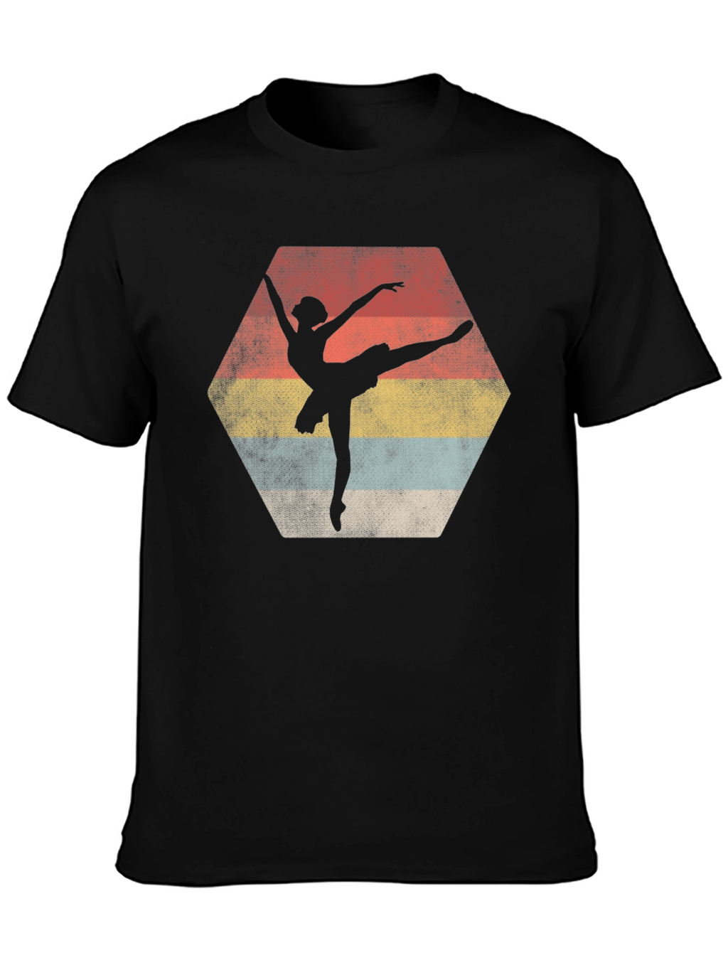 Ballet Dancer Retro Graphic Tee - Black Cotton Casual