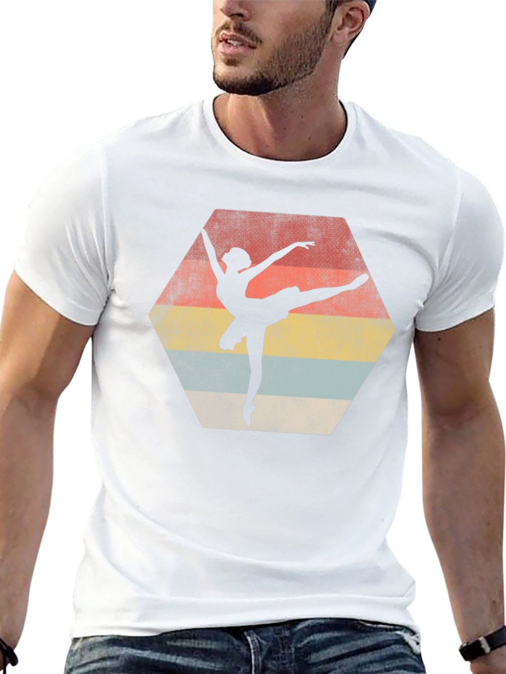 Ballet Dancer Retro Graphic Tee - Black Cotton Casual