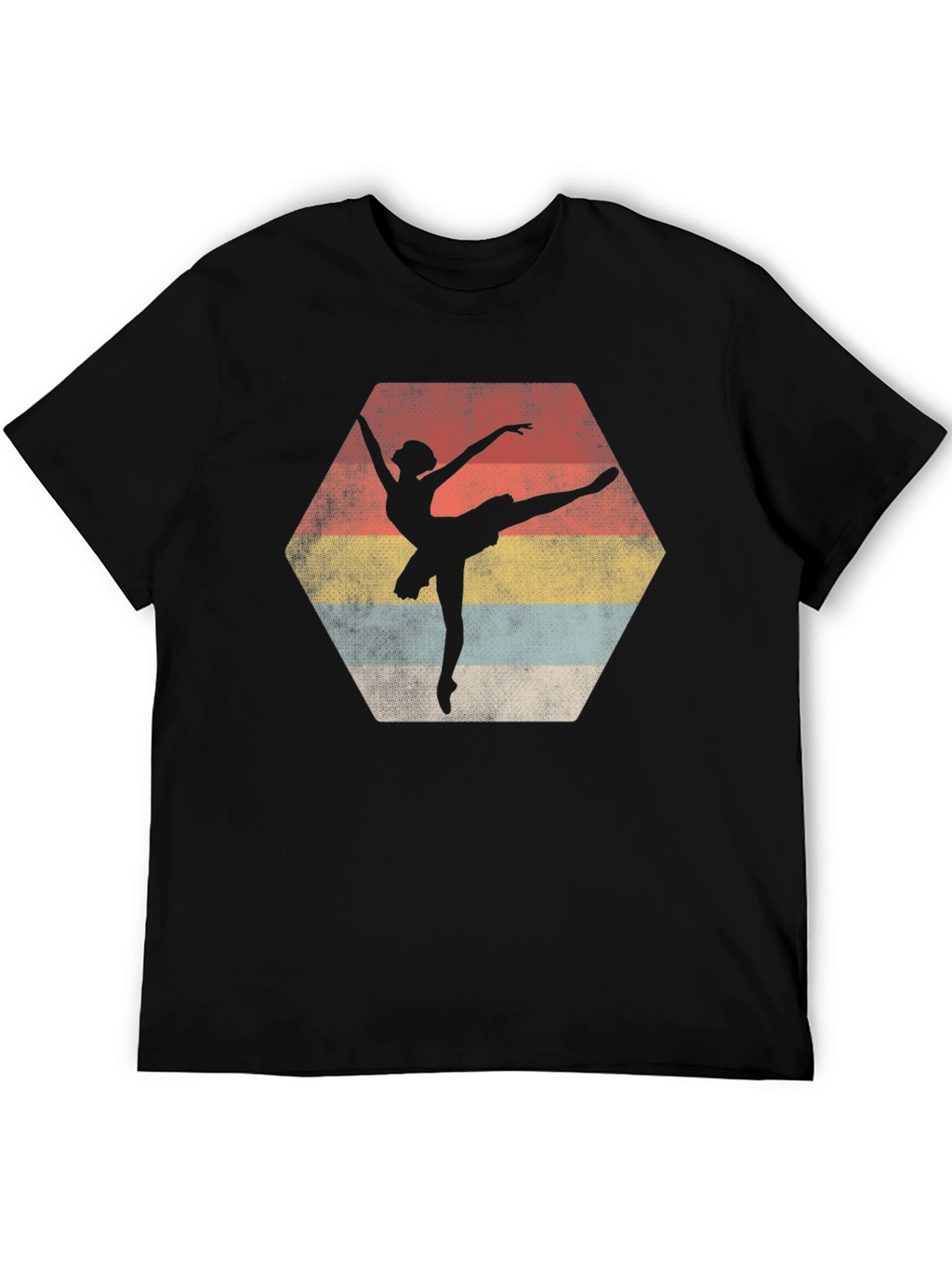 Ballet Dancer Retro Graphic Tee - Black Cotton Casual
