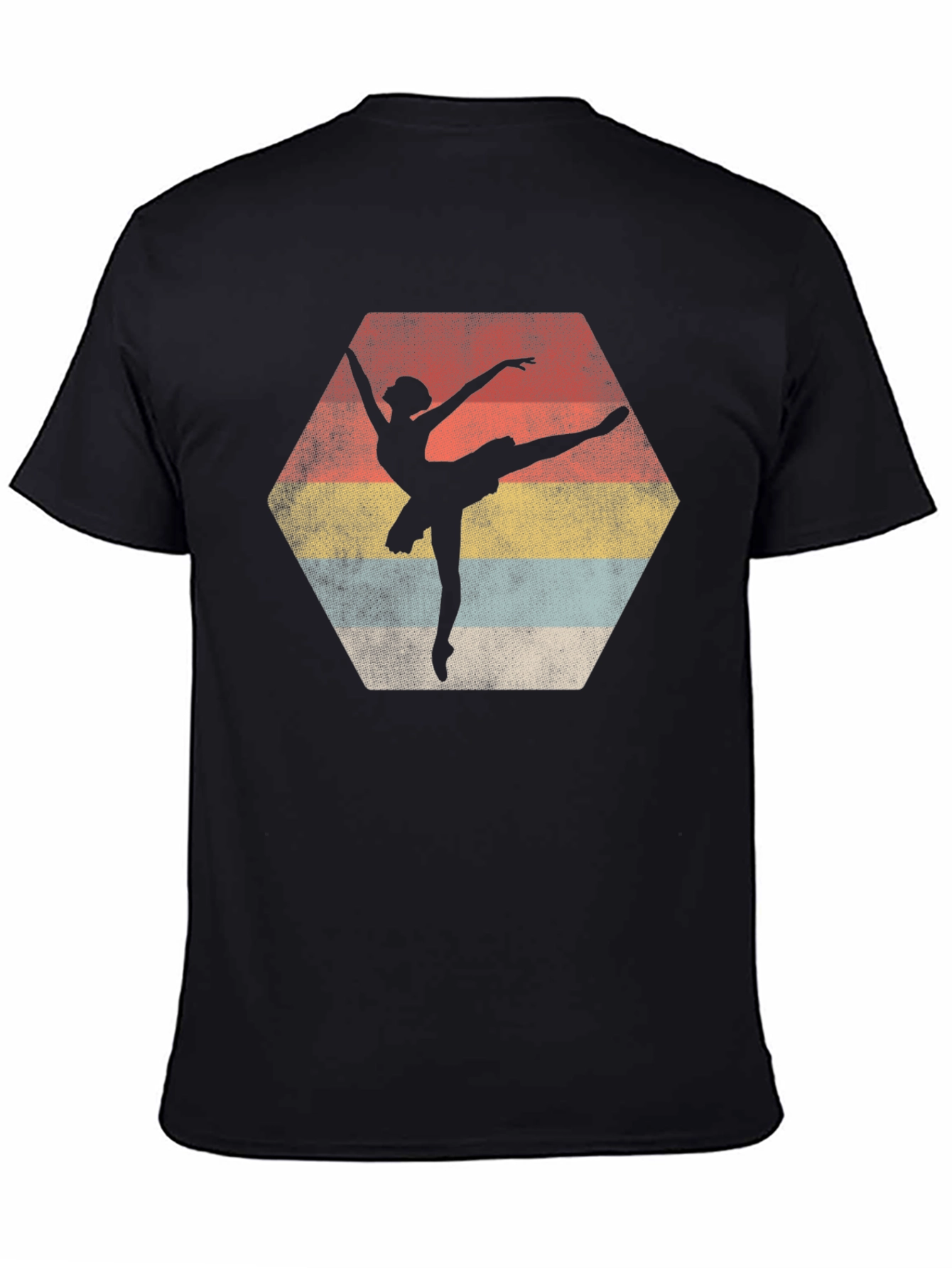 Ballet Dancer Retro Graphic Tee - Black Cotton Casual