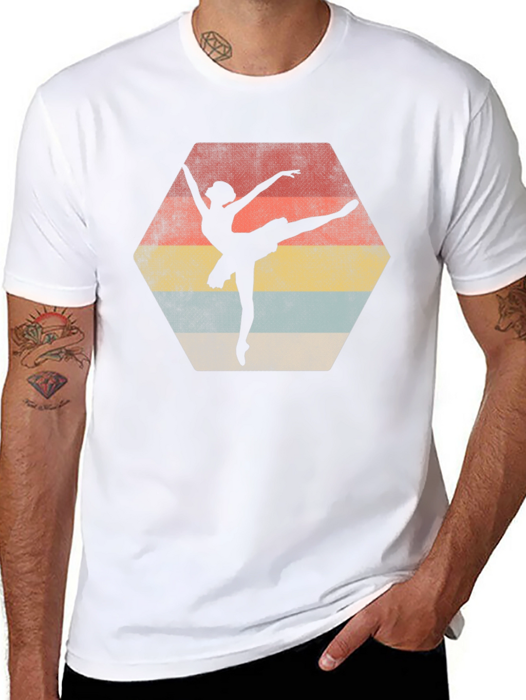 Ballet Dancer Retro Graphic Tee - Black Cotton Casual