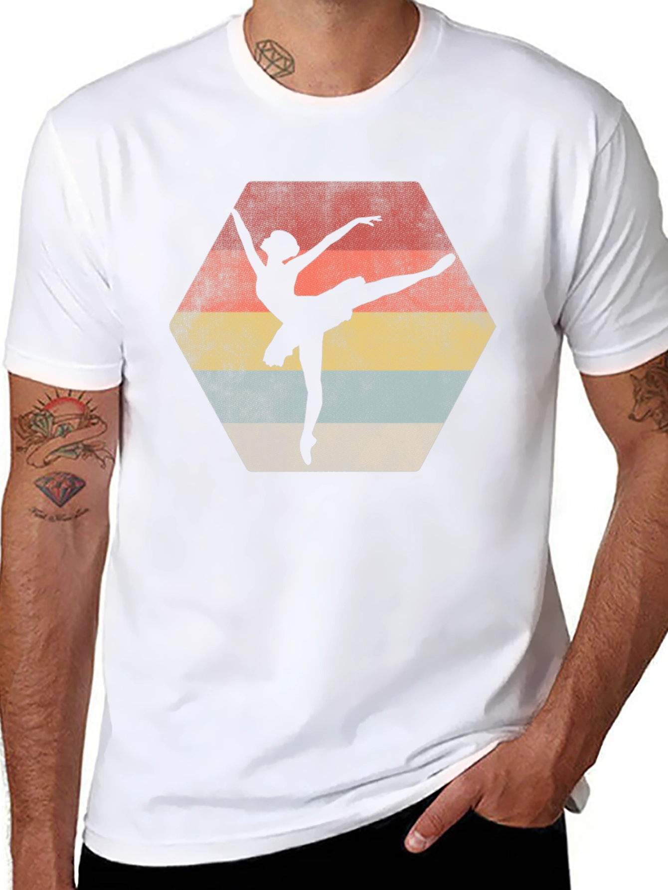 Ballet Dancer Retro Graphic Tee - Black Cotton Casual