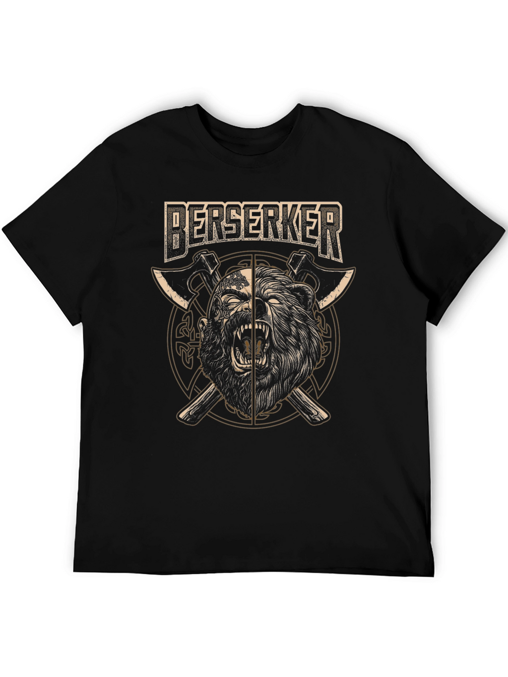 Berserker Viking T-Shirt - Bear & Axe Design