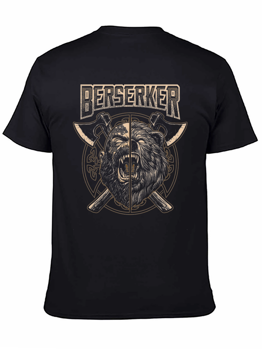 Berserker Viking T-Shirt - Bear & Axe Design