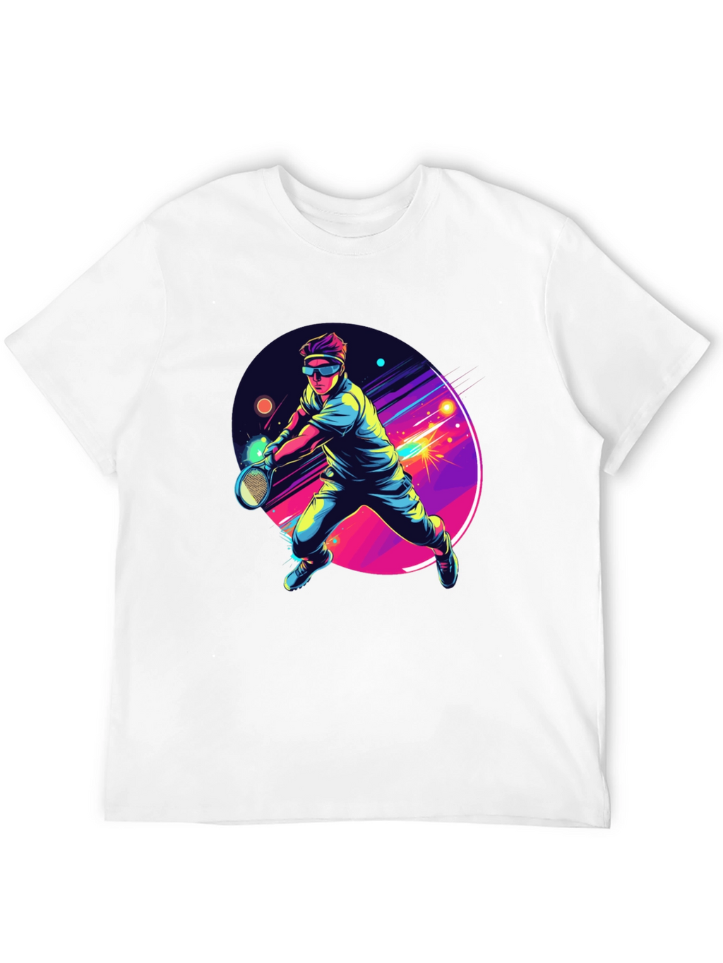 Retro Tennis Player Black T-Shirt