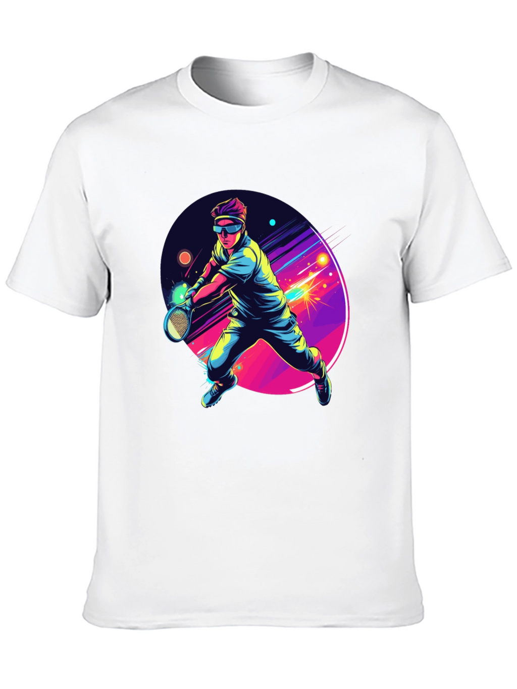 Retro Tennis Player Black T-Shirt