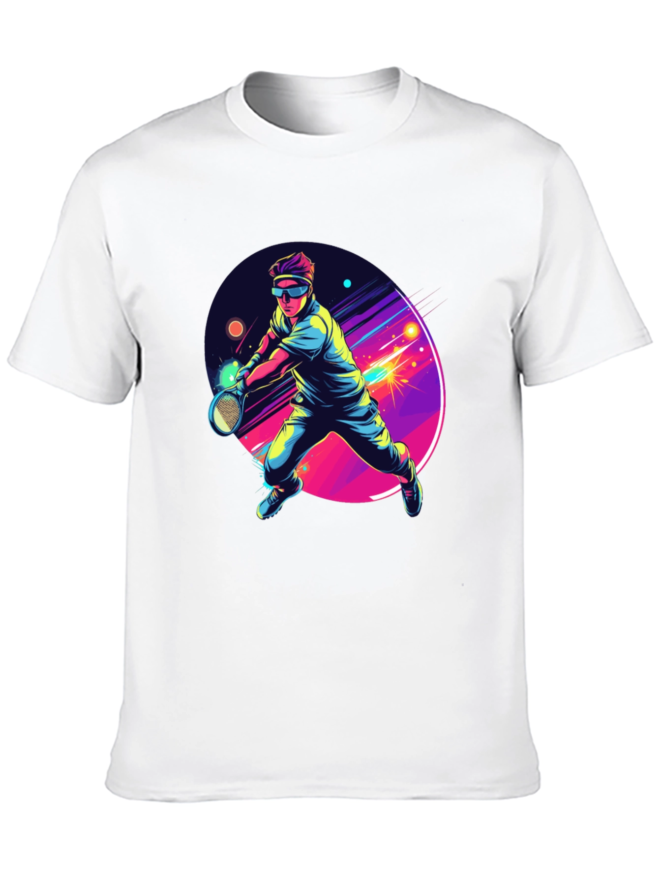 Retro Tennis Player Black T-Shirt
