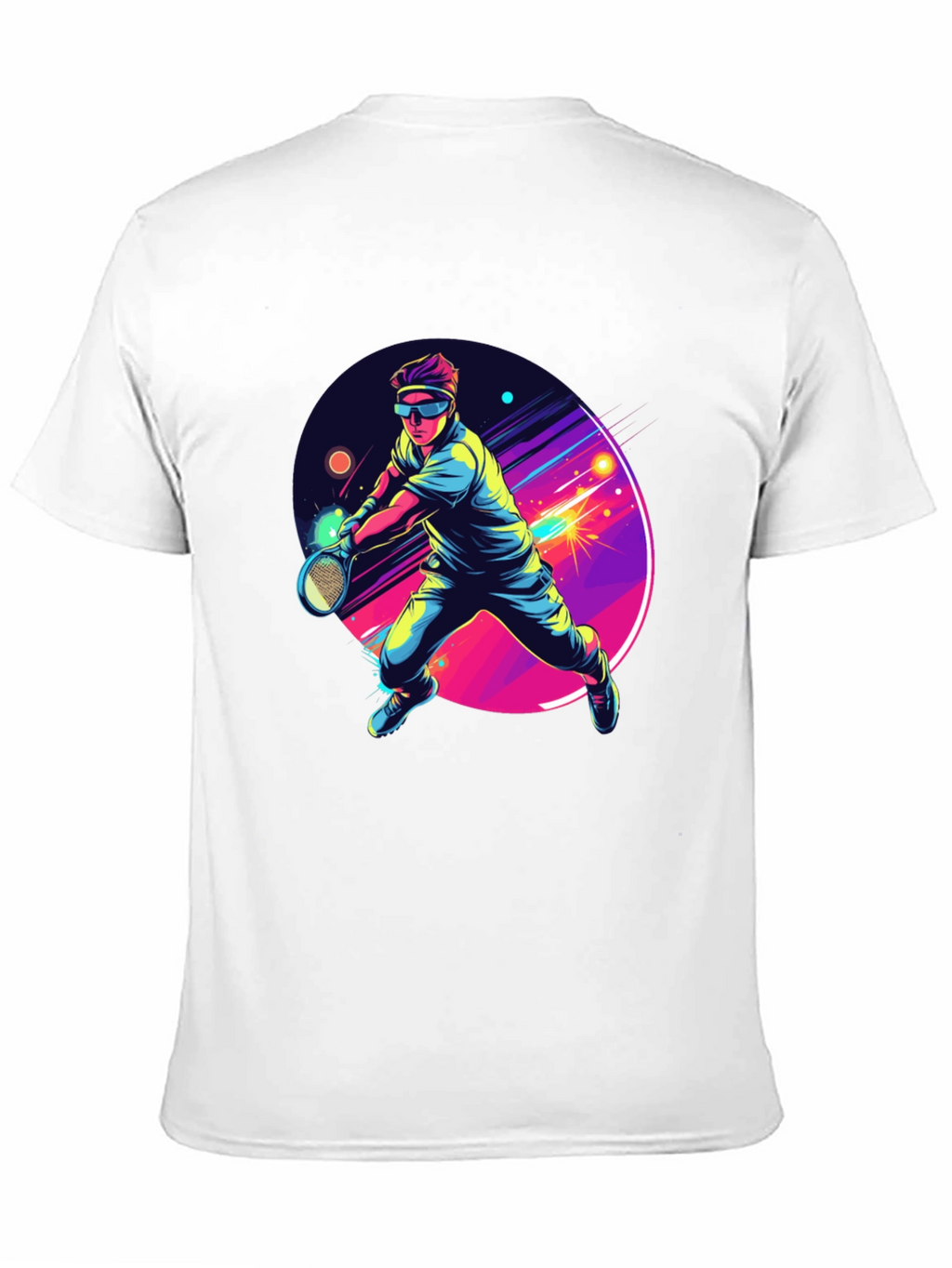 Retro Tennis Player Black T-Shirt