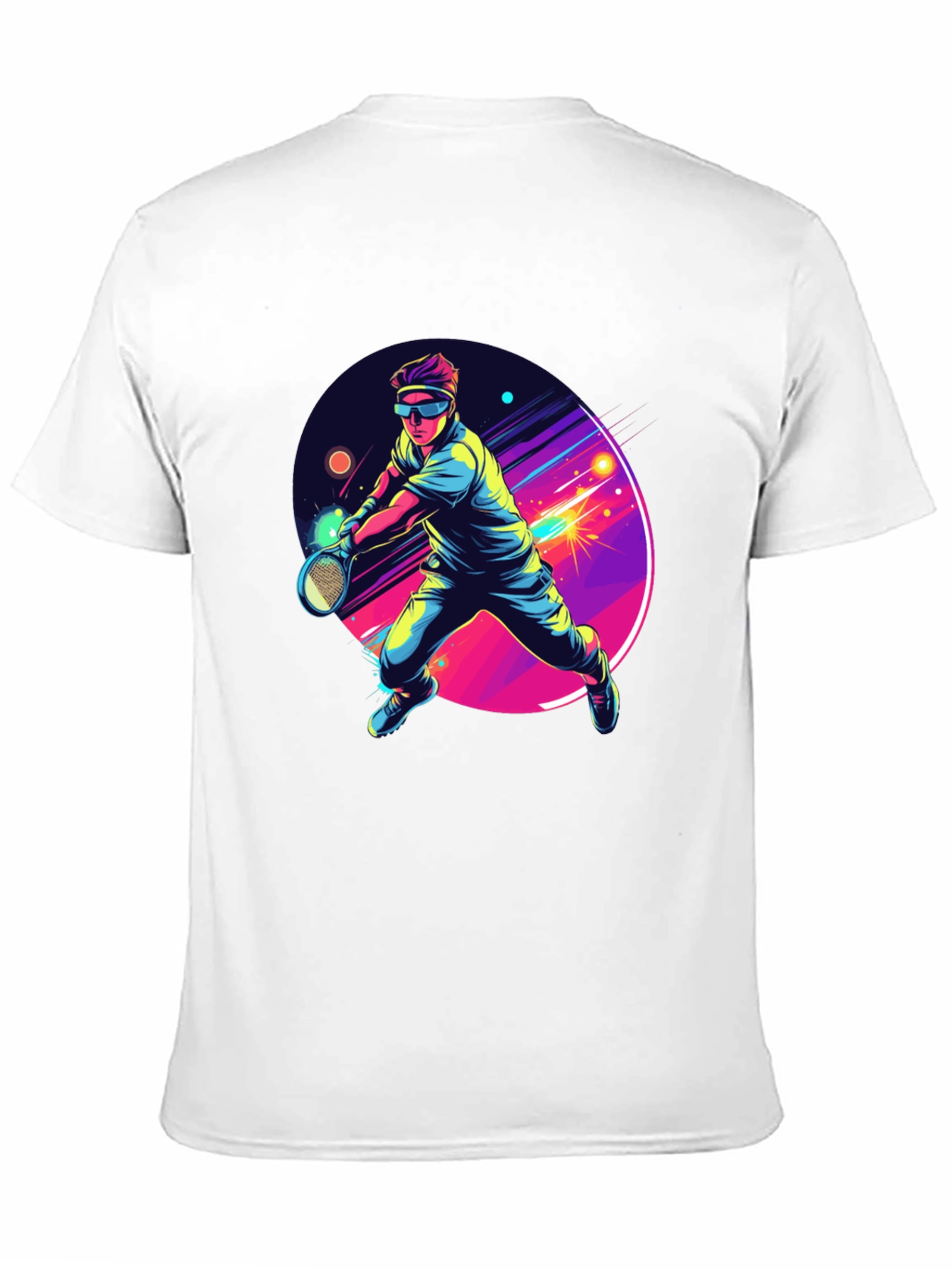 Retro Tennis Player Black T-Shirt