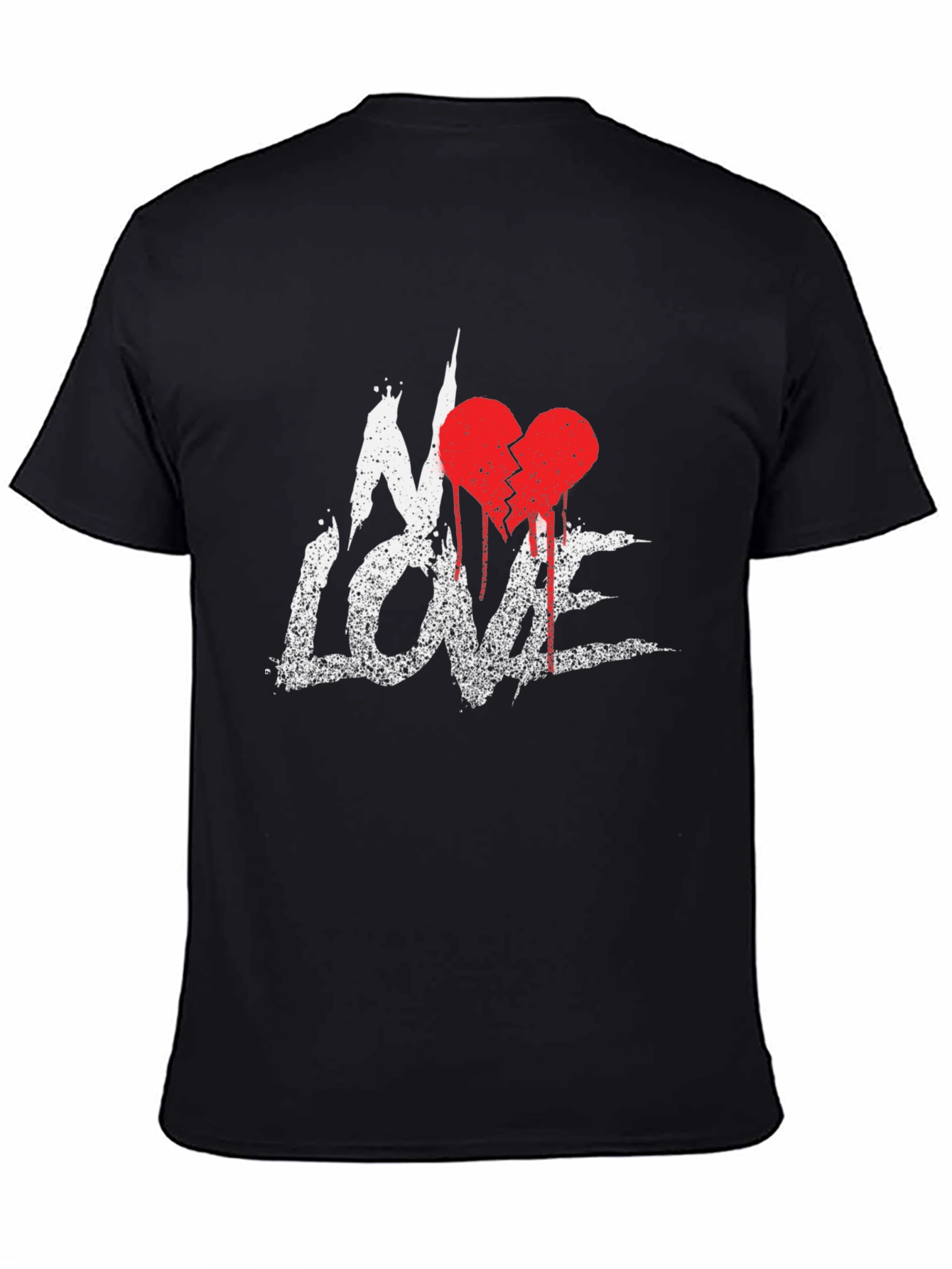 No Love Broken Heart Graphic Tee - Grunge Style