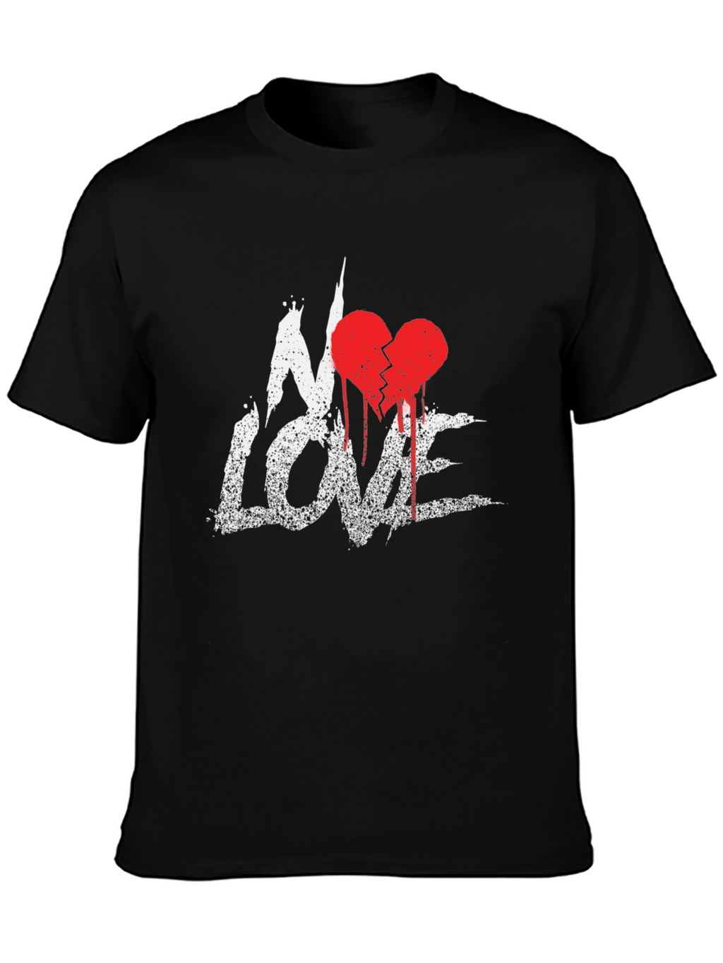 No Love Broken Heart Graphic Tee - Grunge Style