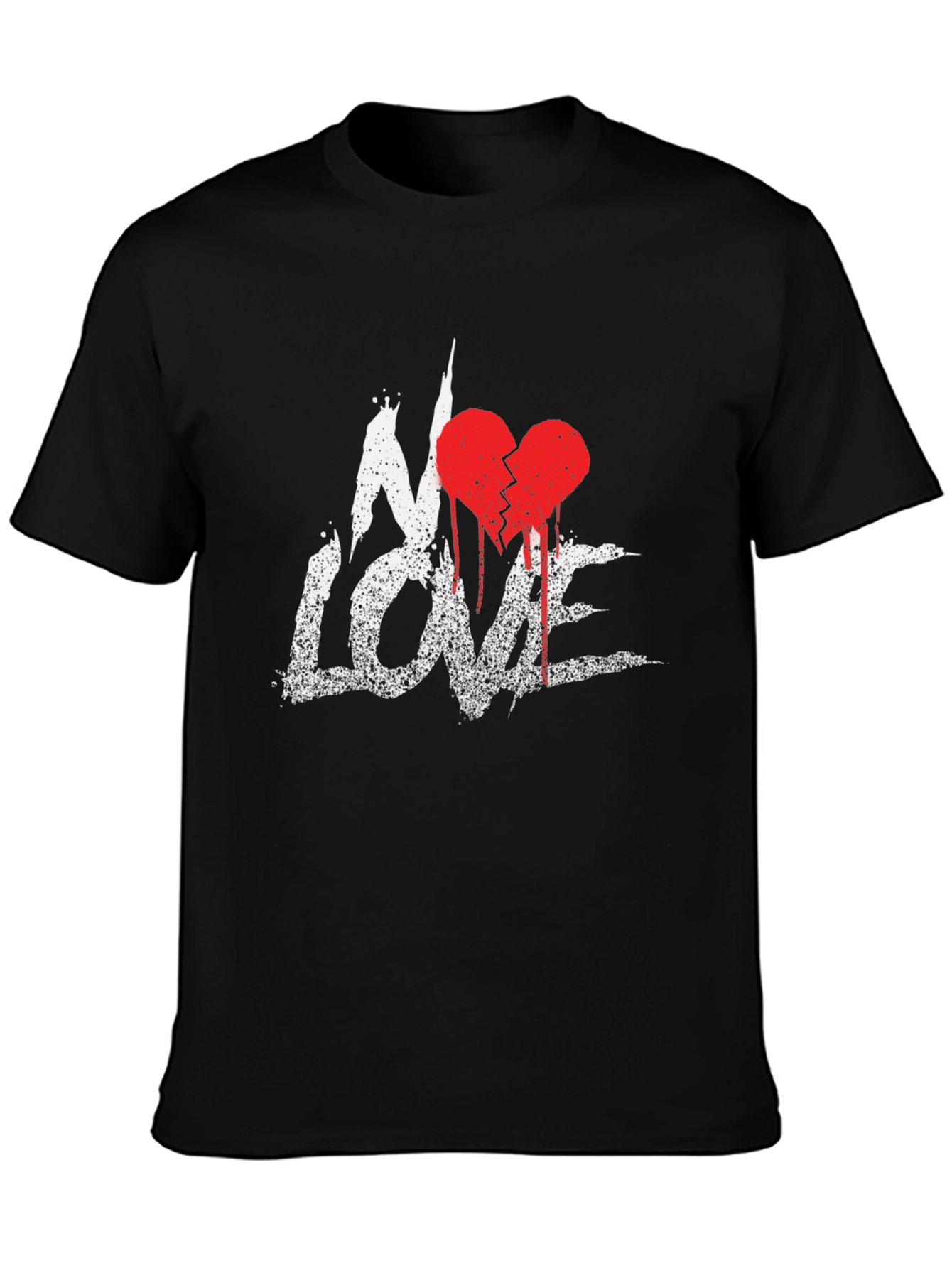 No Love Broken Heart Graphic Tee - Grunge Style