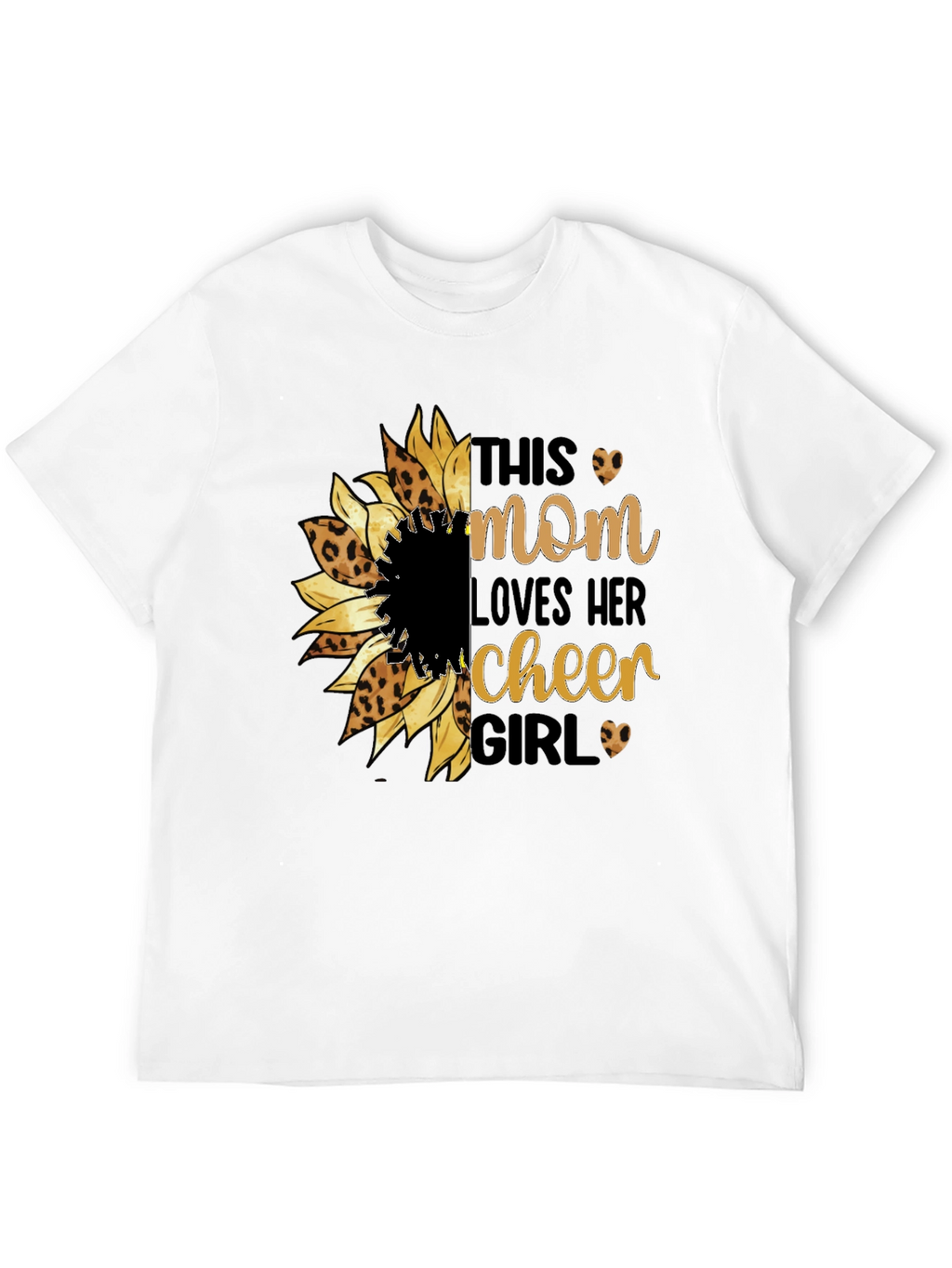 Mom Loves Cheer Girl Sunflower Leopard Print Shirt