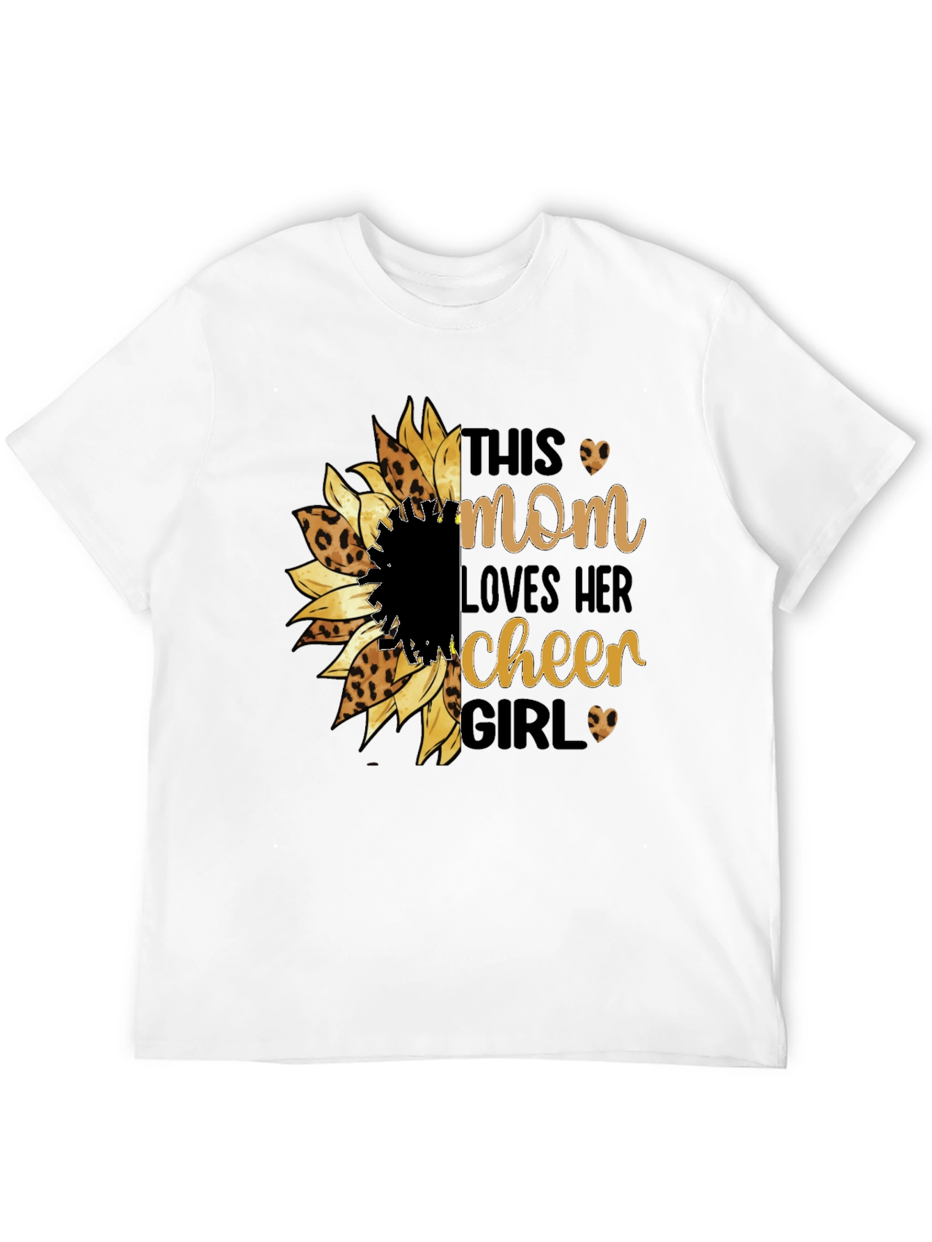 Mom Loves Cheer Girl Sunflower Leopard Print Shirt