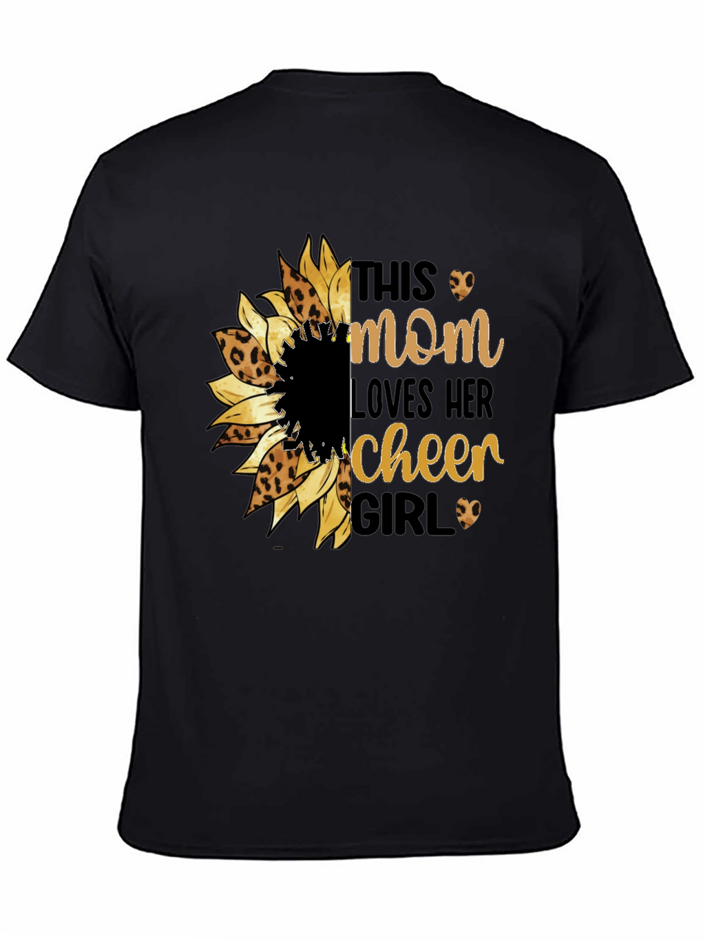 Mom Loves Cheer Girl Sunflower Leopard Print Shirt