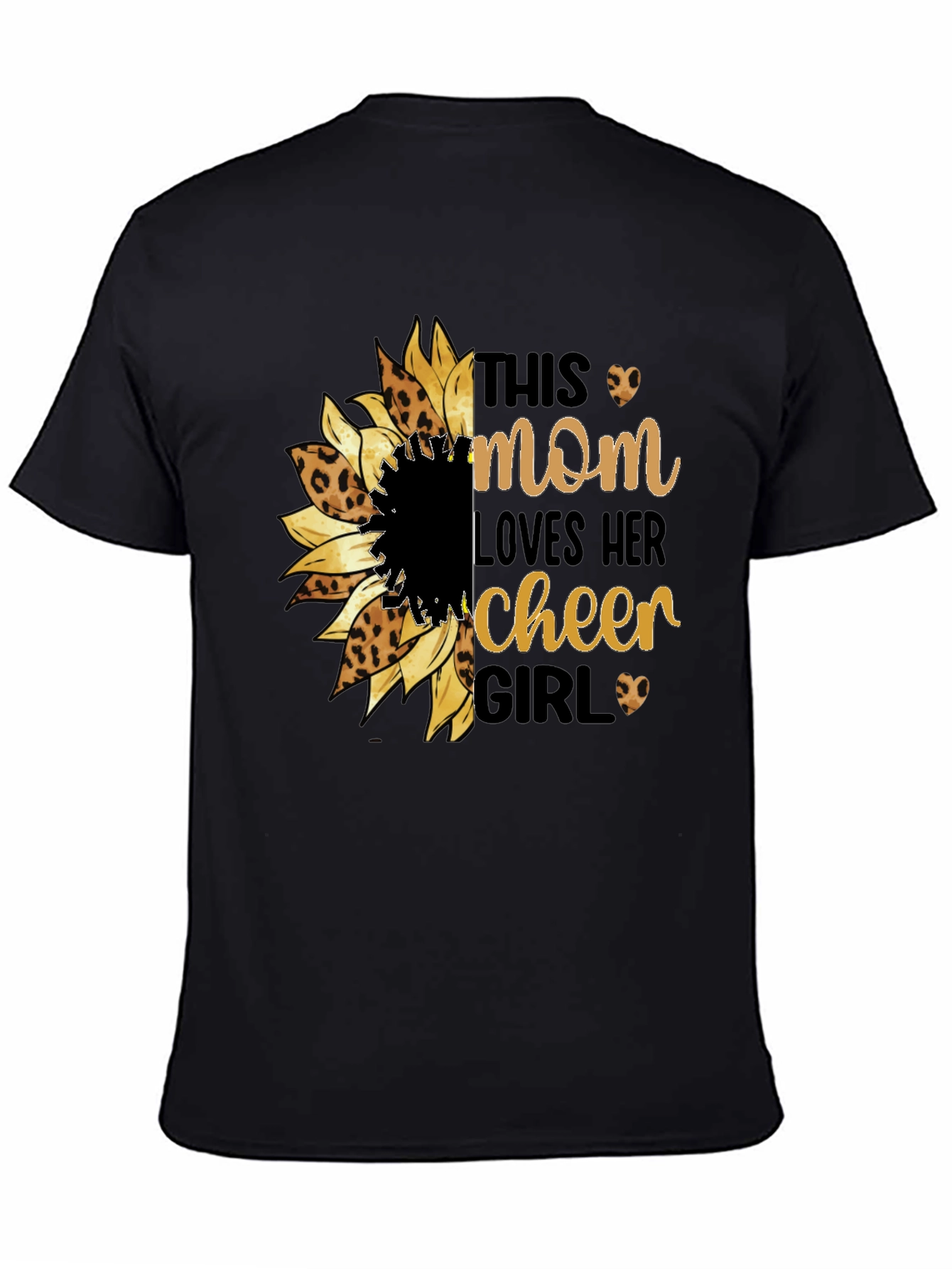 Mom Loves Cheer Girl Sunflower Leopard Print Shirt