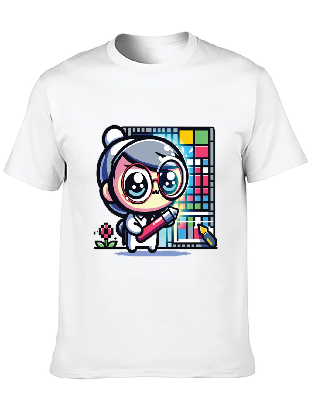 Cute Artist Graphic Print Black T-Shirt