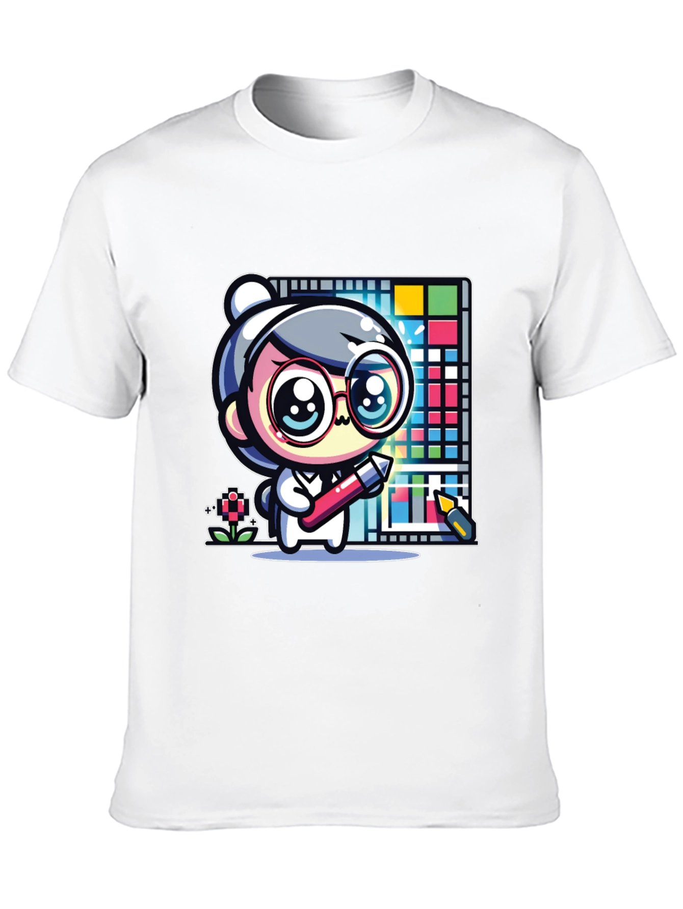 Cute Artist Graphic Print Black T-Shirt