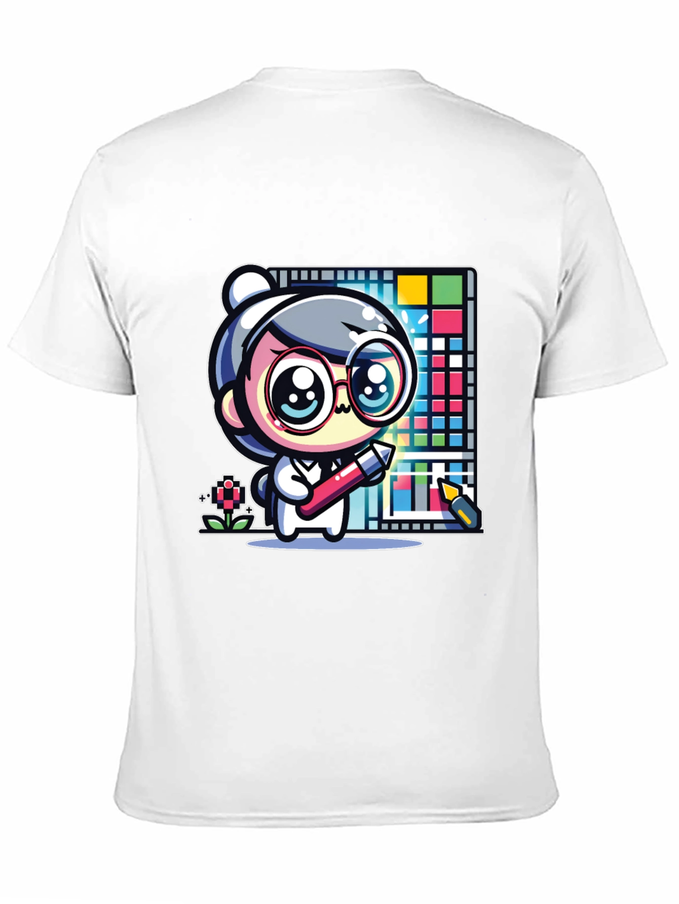Cute Artist Graphic Print Black T-Shirt