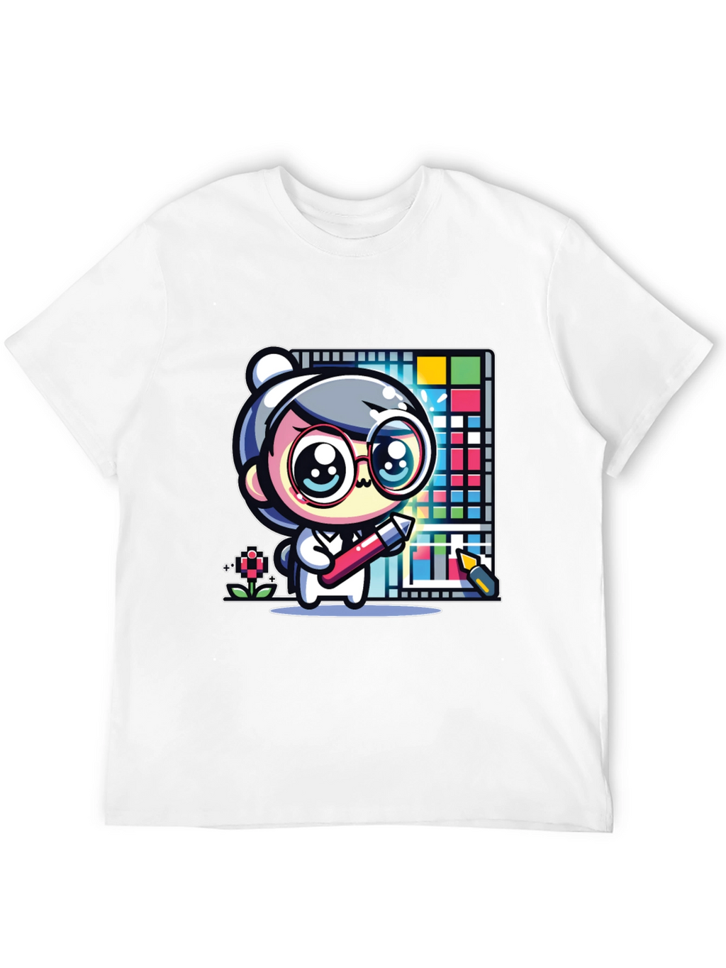 Cute Artist Graphic Print Black T-Shirt