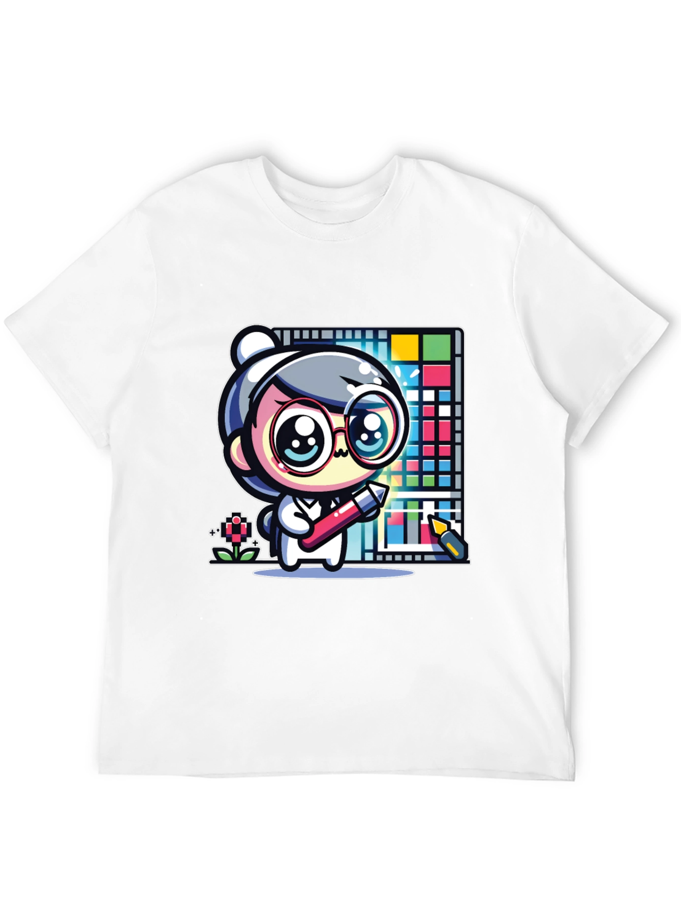 Cute Artist Graphic Print Black T-Shirt