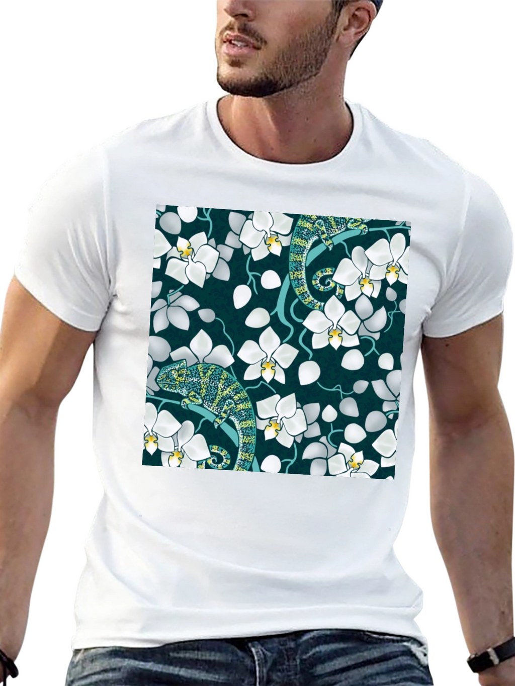 Chameleon Orchid Graphic Tee - Black