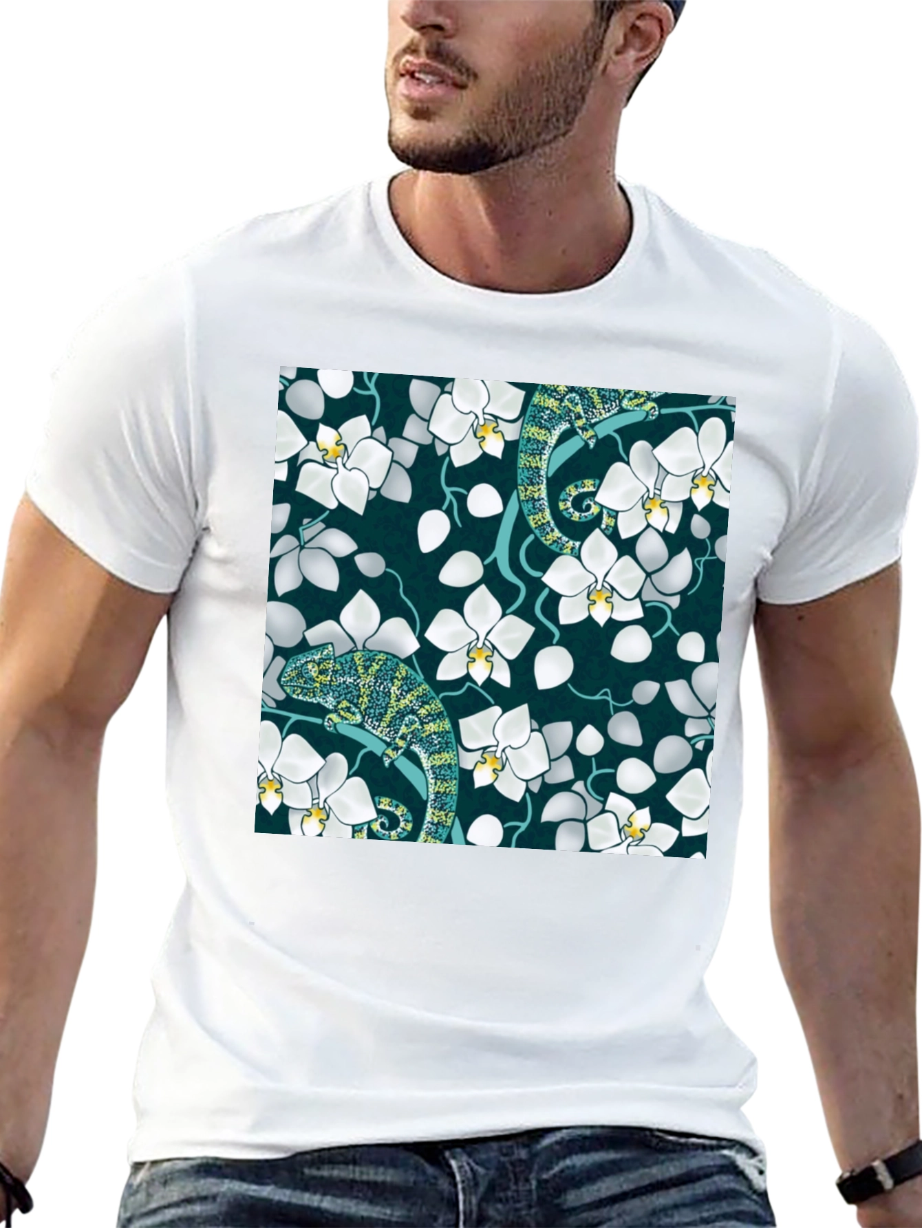 Chameleon Orchid Graphic Tee - Black