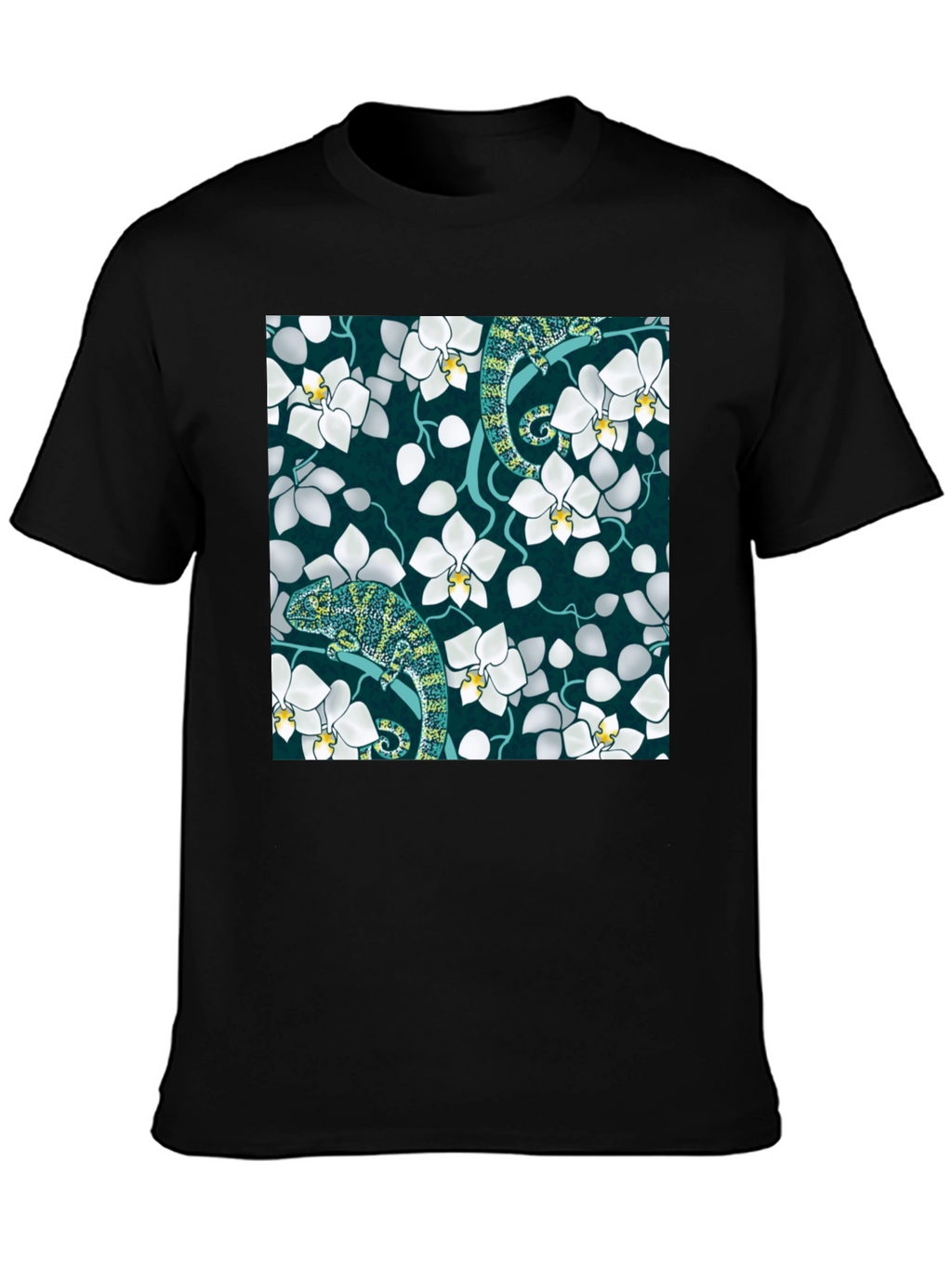 Chameleon Orchid Graphic Tee - Black