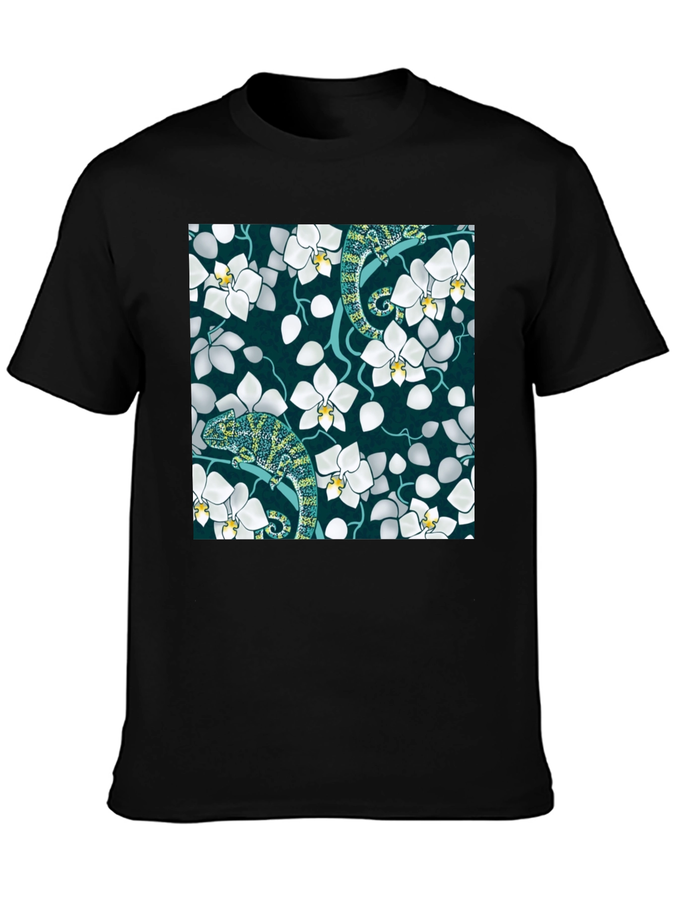 Chameleon Orchid Graphic Tee - Black