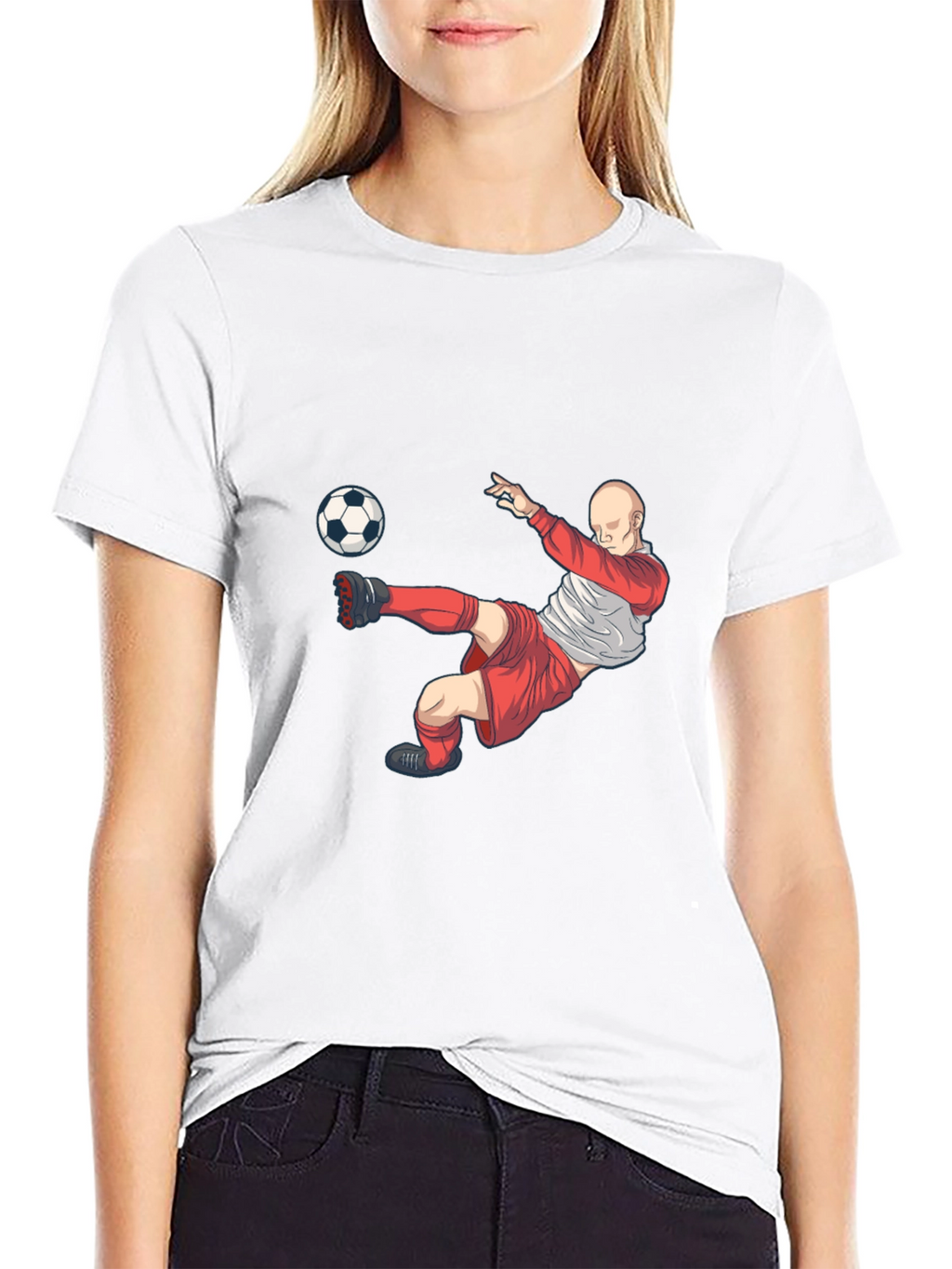 Soccer Player Graphic T-Shirt - Black
