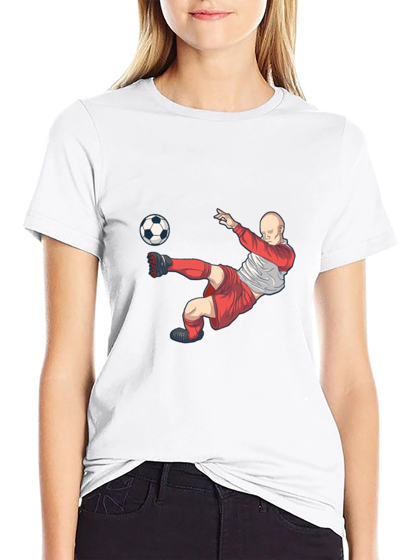 Soccer Player Graphic T-Shirt - Black