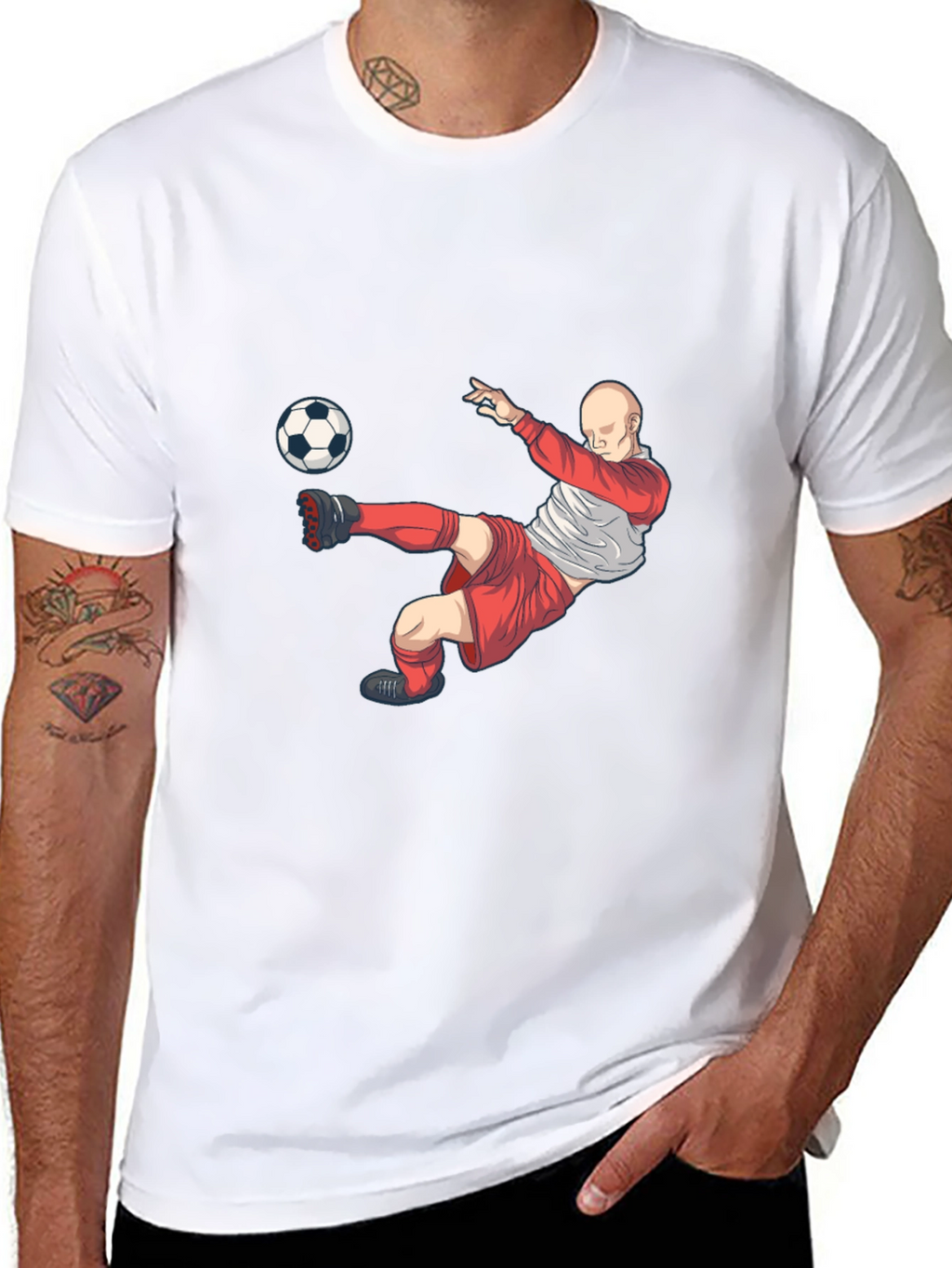 Soccer Player Graphic T-Shirt - Black