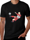 Soccer Player Graphic T-Shirt - Black