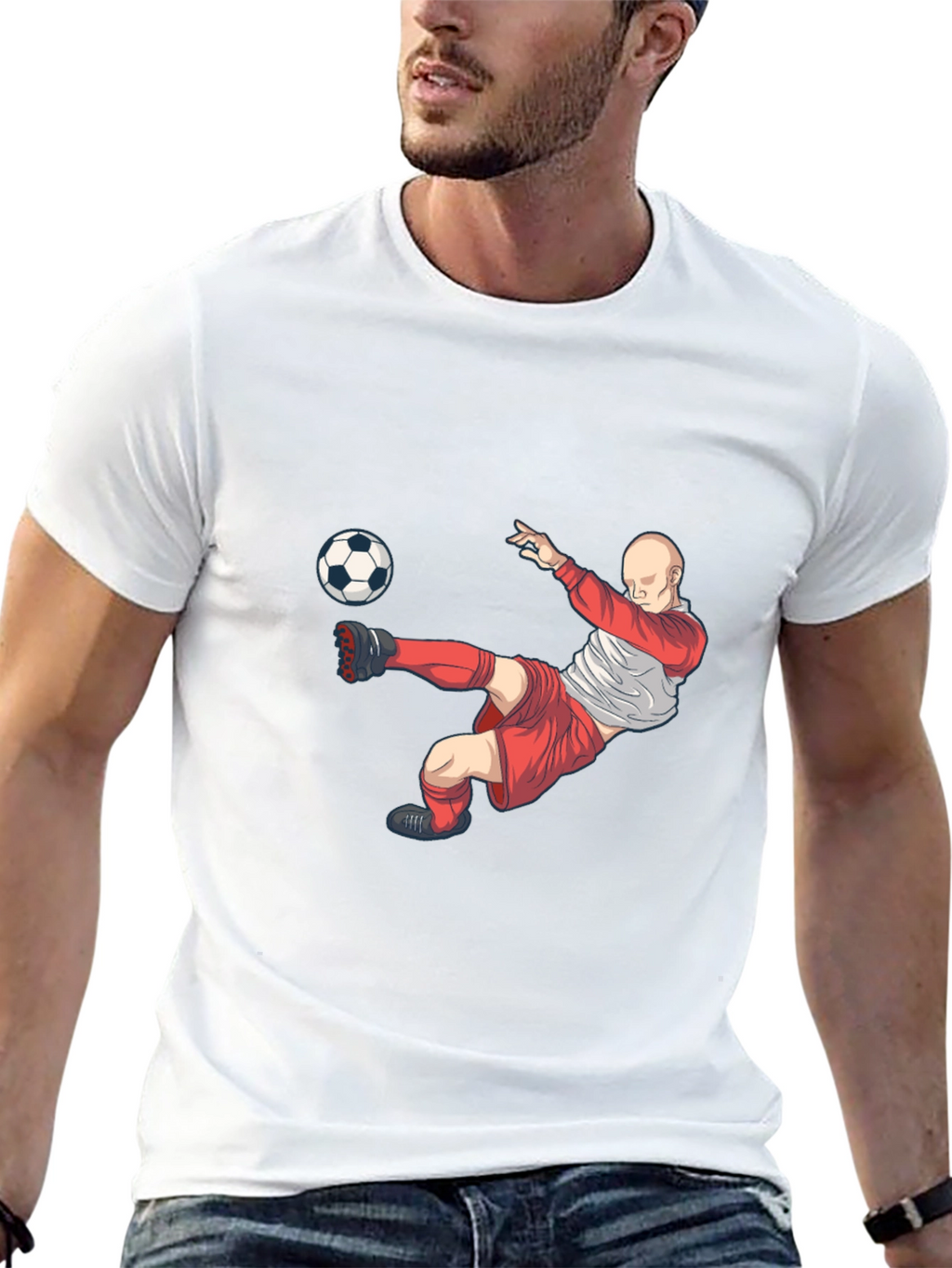 Soccer Player Graphic T-Shirt - Black