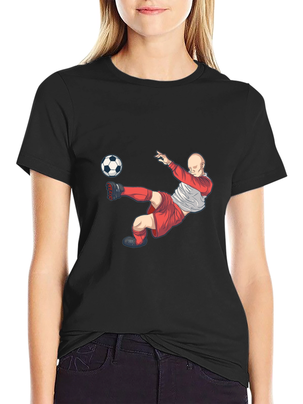 Soccer Player Graphic T-Shirt - Black