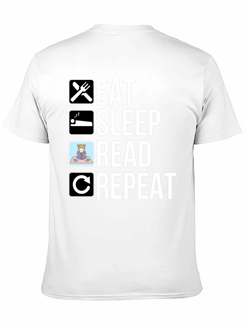 Eat Sleep Read Repeat T-Shirt - Black Cotton Tee