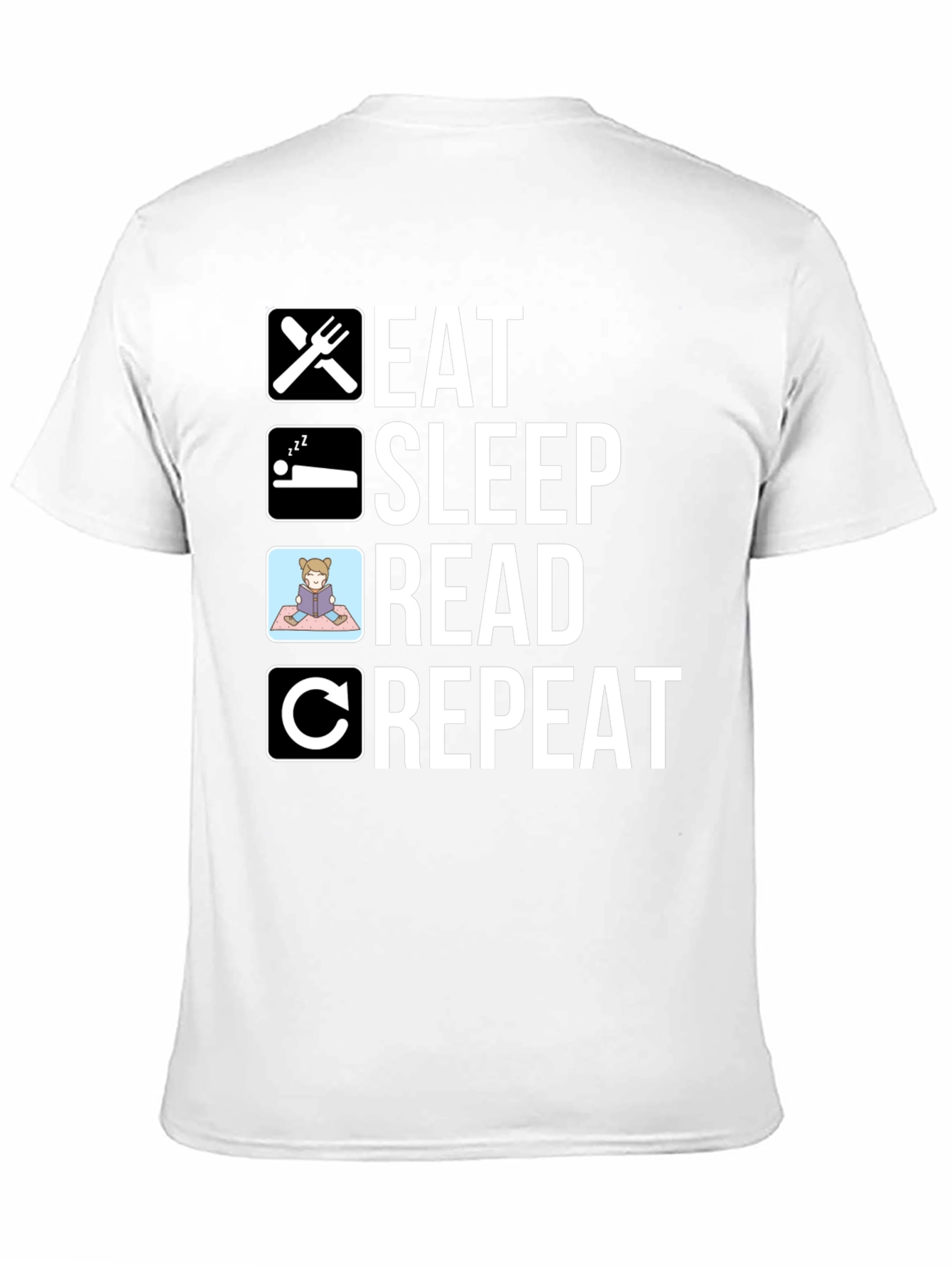 Eat Sleep Read Repeat T-Shirt - Black Cotton Tee