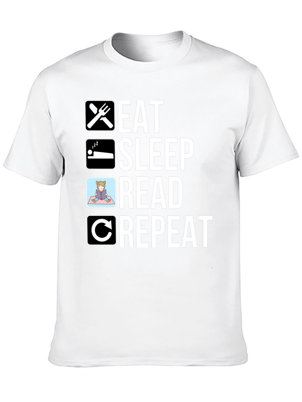 Eat Sleep Read Repeat T-Shirt - Black Cotton Tee