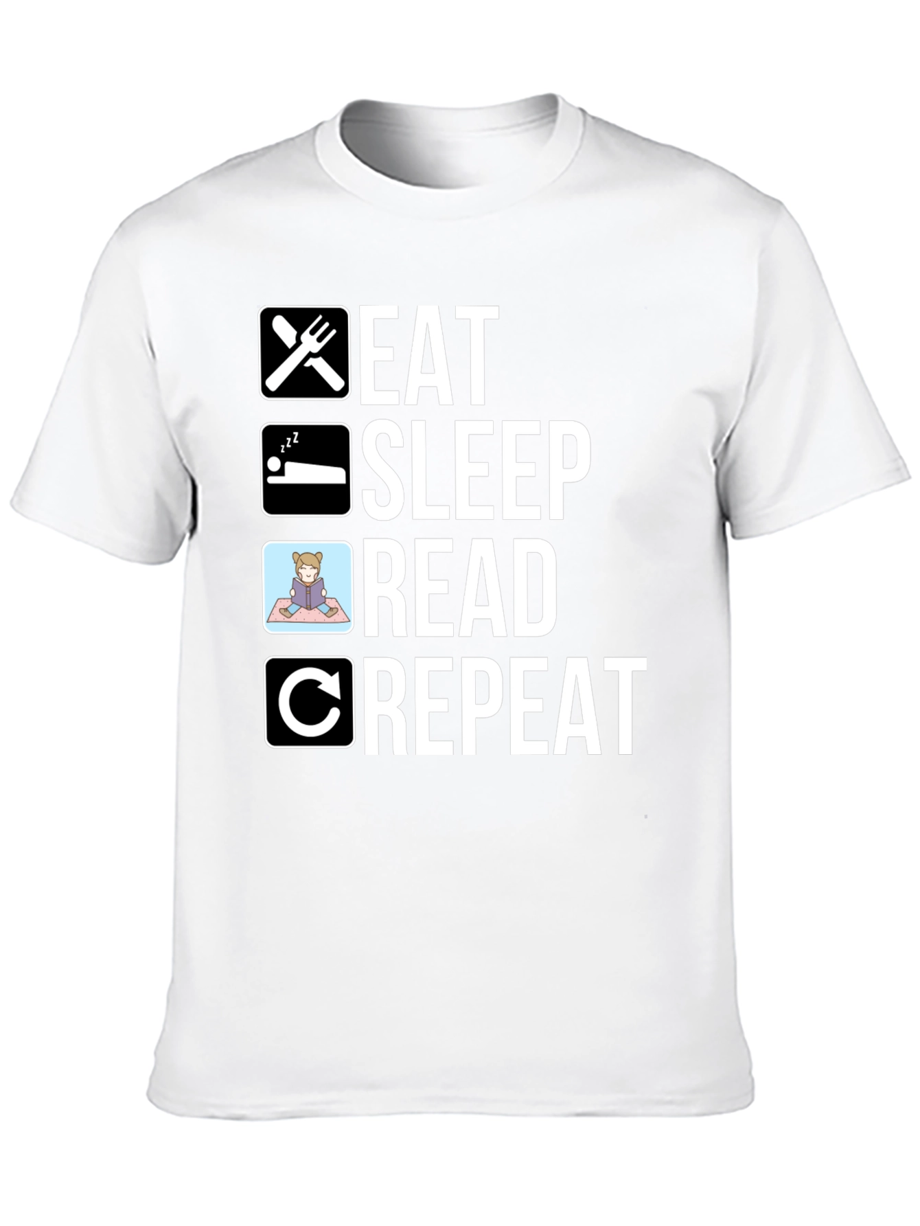 Eat Sleep Read Repeat T-Shirt - Black Cotton Tee