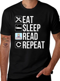 Eat Sleep Read Repeat T-Shirt - Black Cotton Tee
