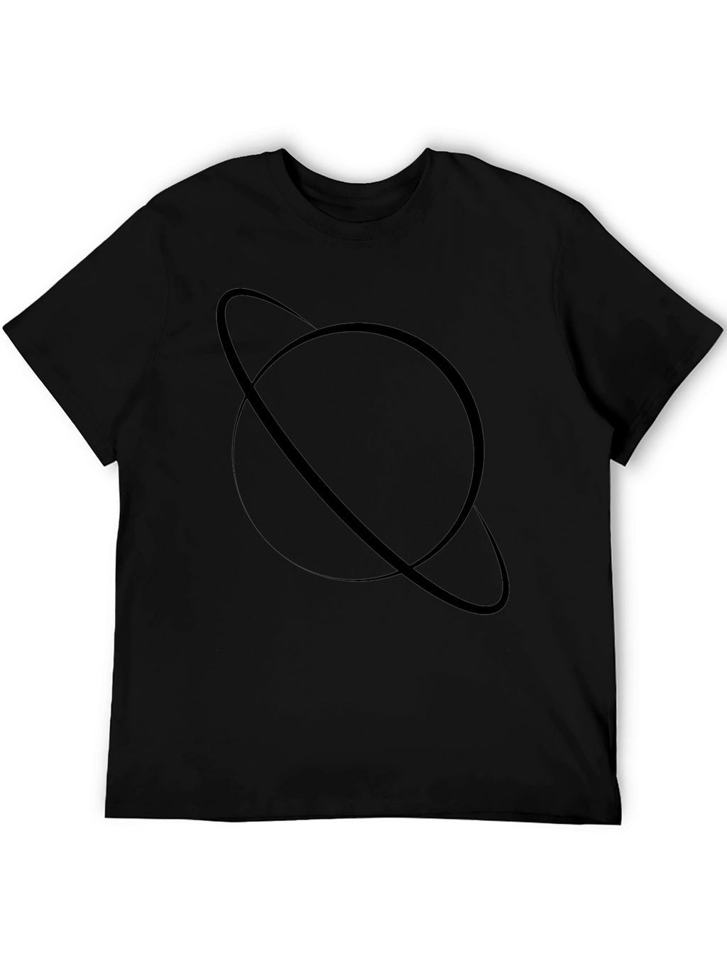 Saturn Graphic Tee - Modern Black Cotton Blend T-Shirt