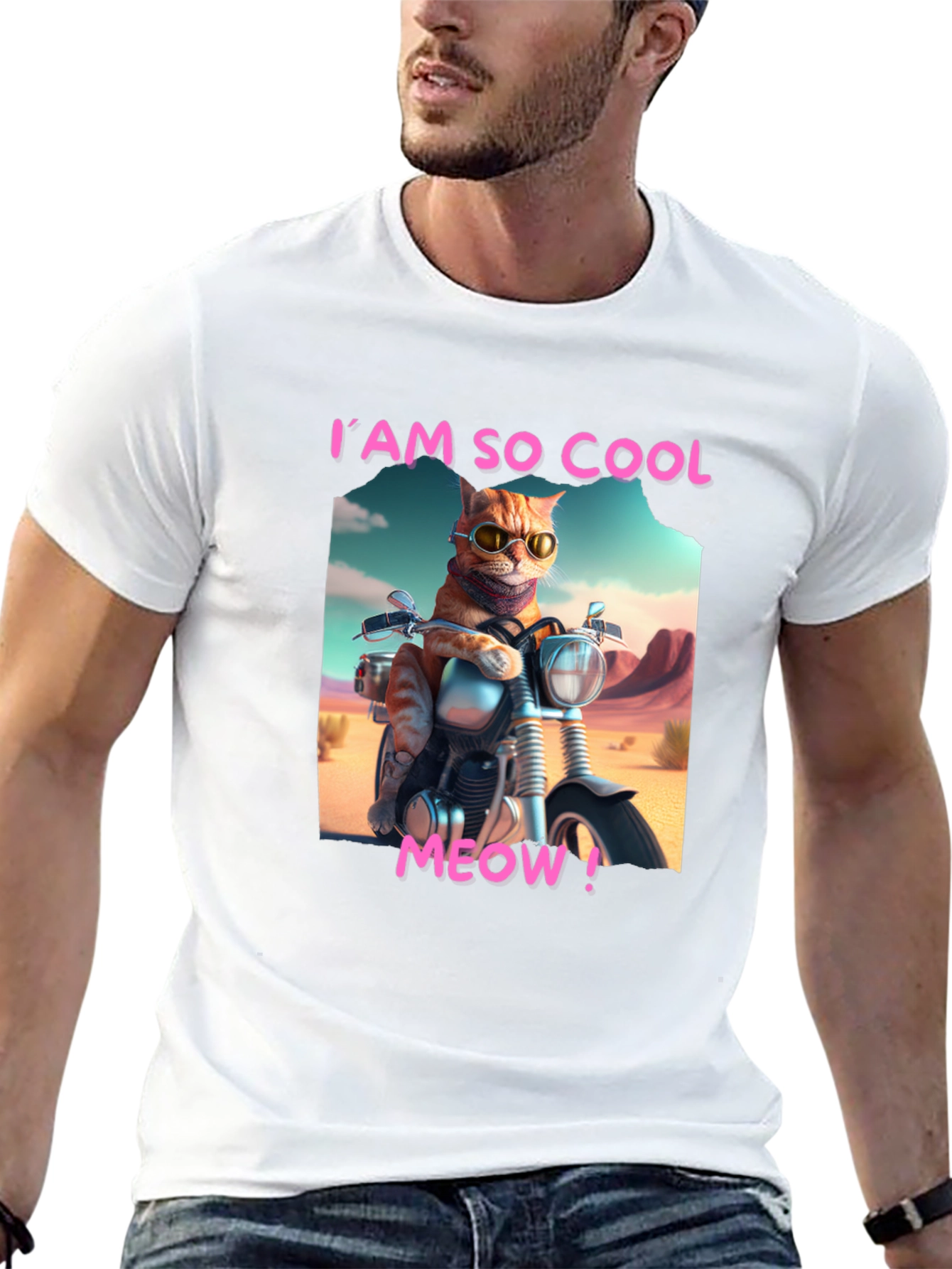 Cool Cat Motorbike Graphic Tee - Black