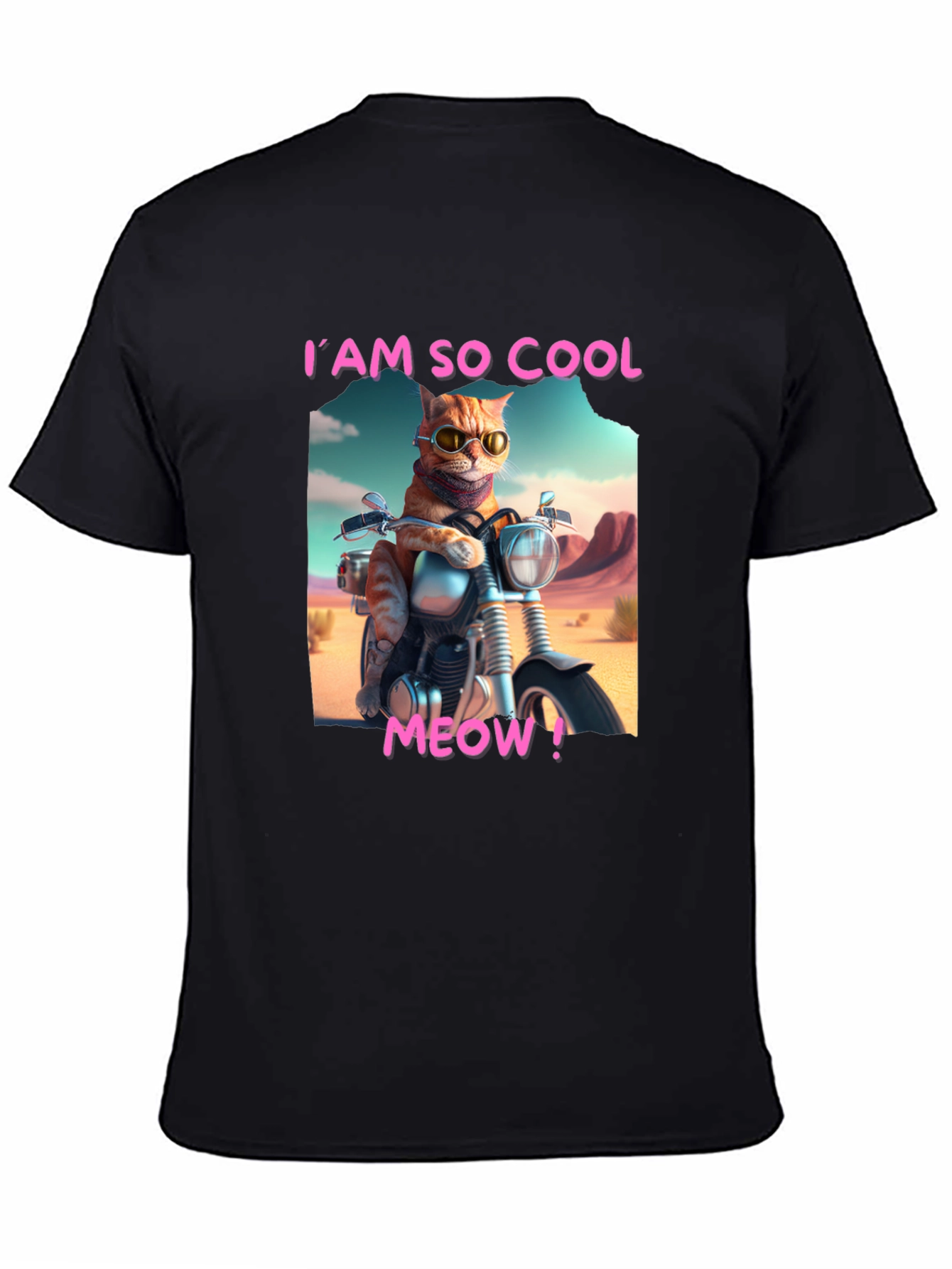 Cool Cat Motorbike Graphic Tee - Black