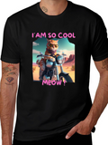 Cool Cat Motorbike Graphic Tee - Black