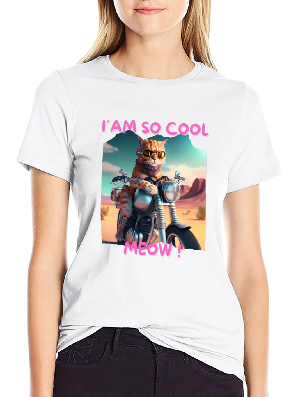 Cool Cat Motorbike Graphic Tee - Black