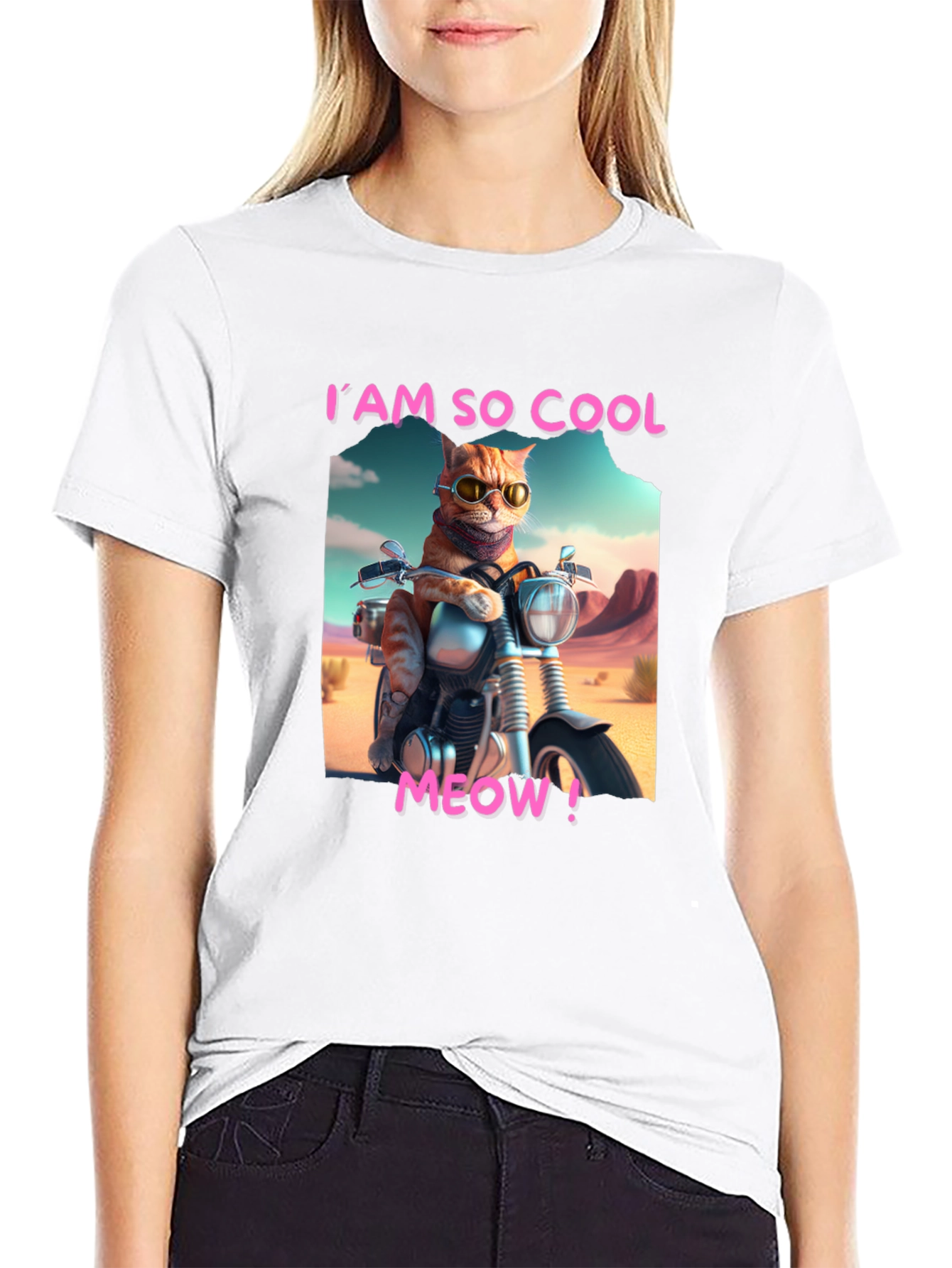 Cool Cat Motorbike Graphic Tee - Black