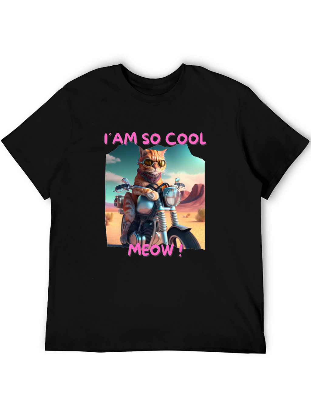 Cool Cat Motorbike Graphic Tee - Black