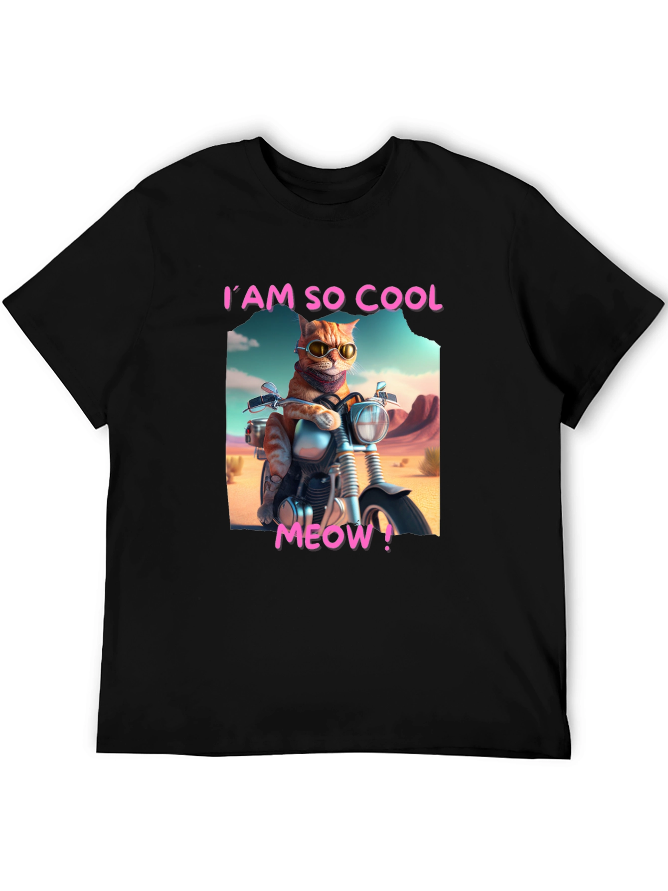 Cool Cat Motorbike Graphic Tee - Black